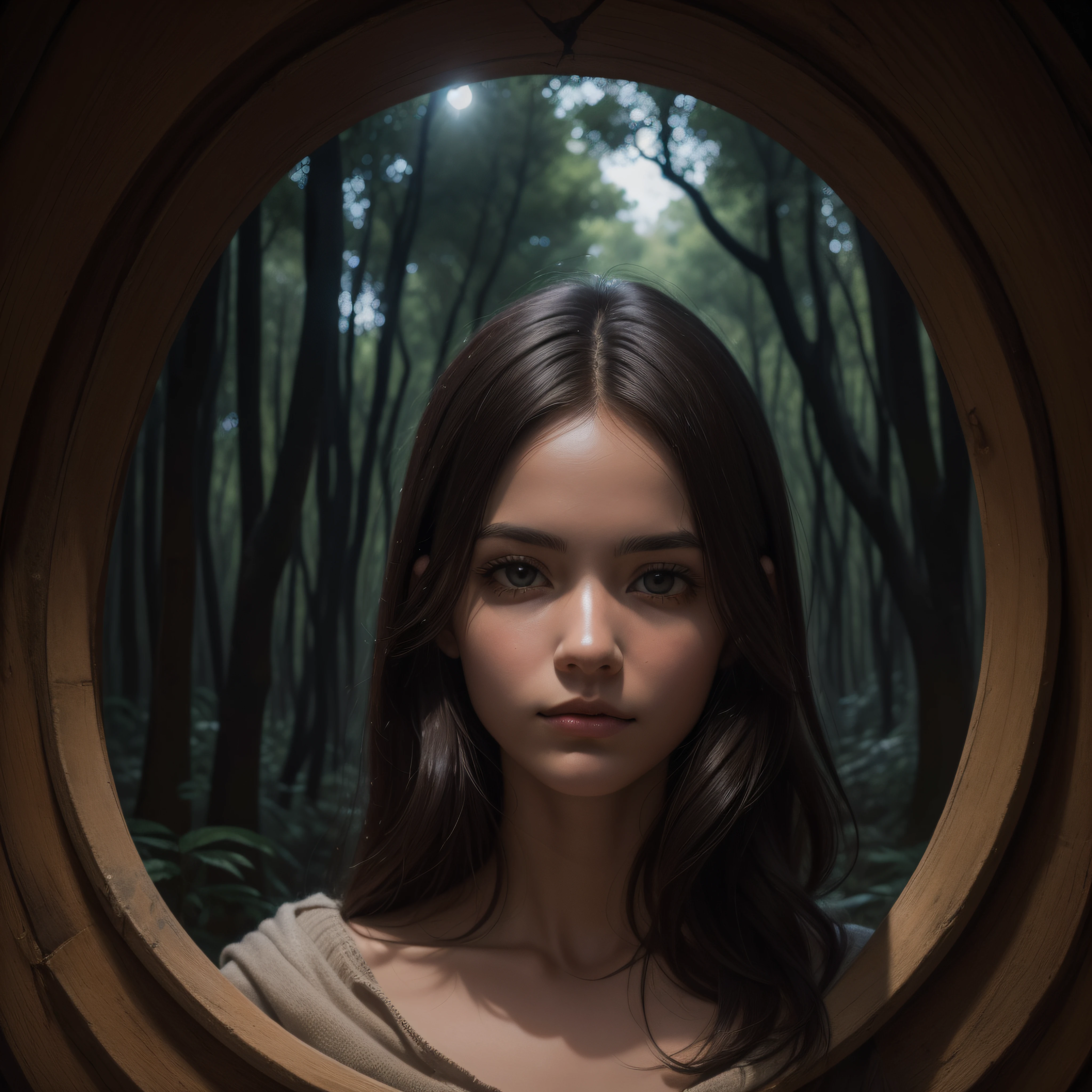 (extremadamente detallado, obra maestra, La mejor calidad, foto antigua, principios de siglo) rostro con piel de babosa, una linterna directa lo ilumina, bosque de noche. plano cercano. sangre por el suelo.