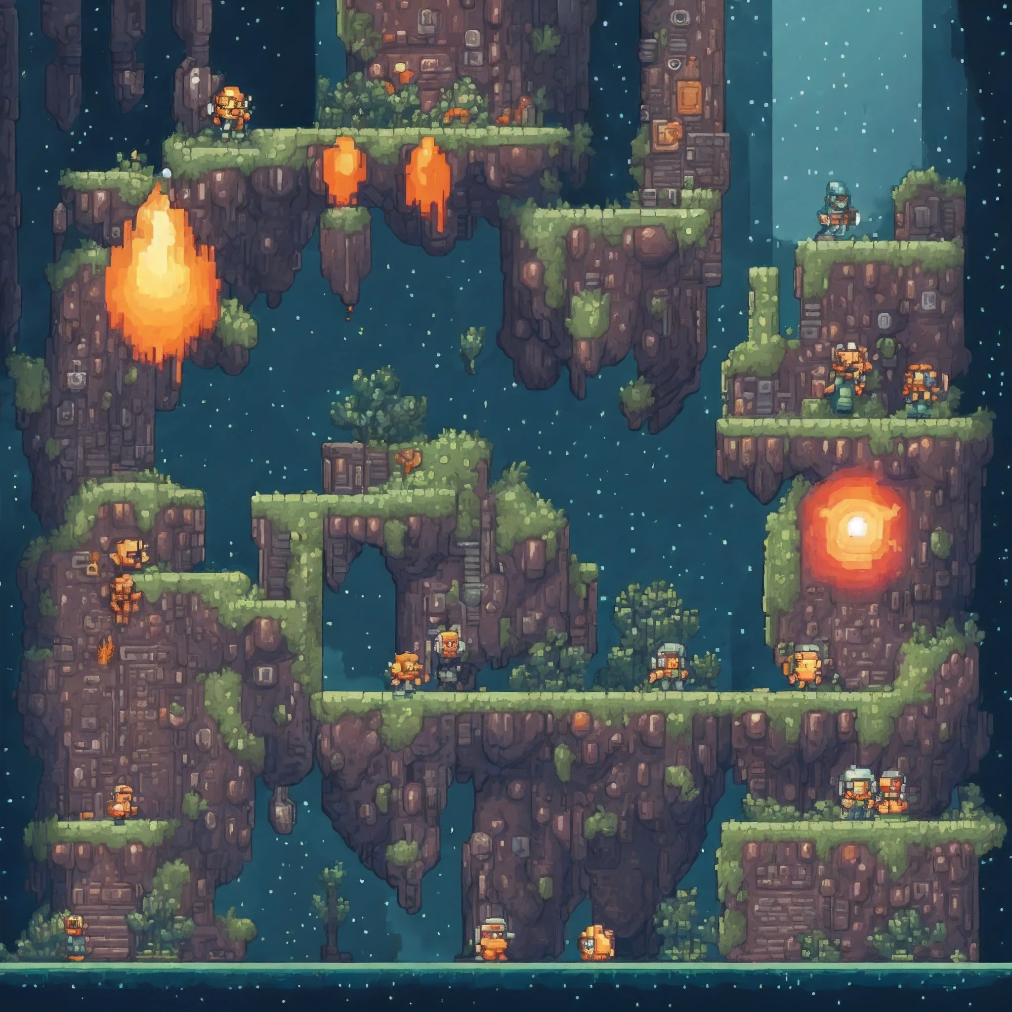 A set of sprites of game characters for a video game in the style of a space adventure 2d shooter with a top view, to explore space and fight space pirates