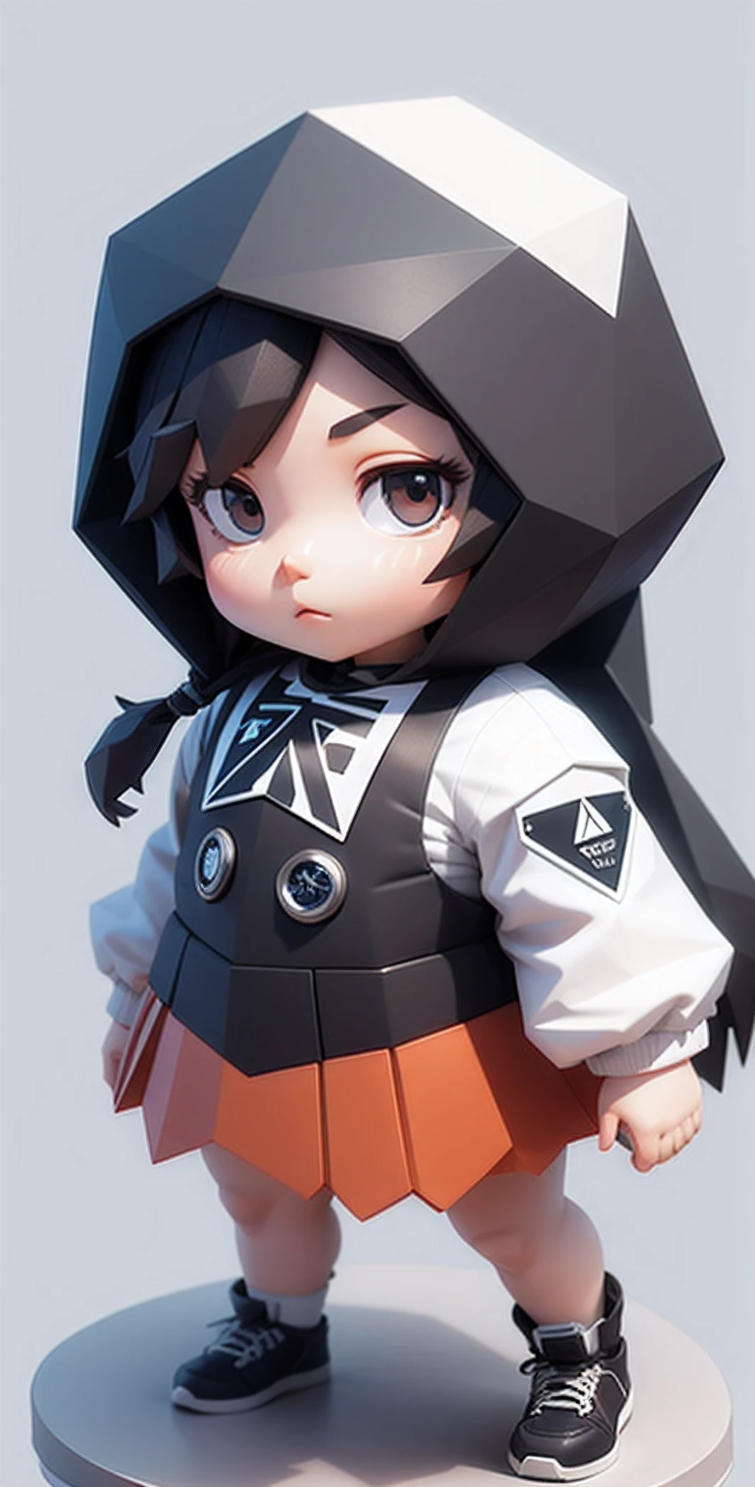 Best Quality, (((Low Poly))), (((Little Animation))), chibi, Full Body Shot, 20's , 1 Marvel Hero, Average build, Too familiar, Sociable and sincere eyes, Clothing in the style of a team or organization uniform, White background, 1 Female