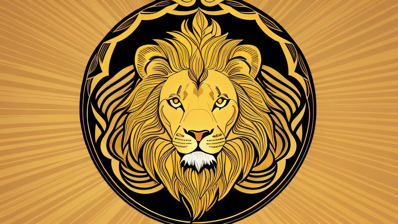 Lion head vector illustration gold lines