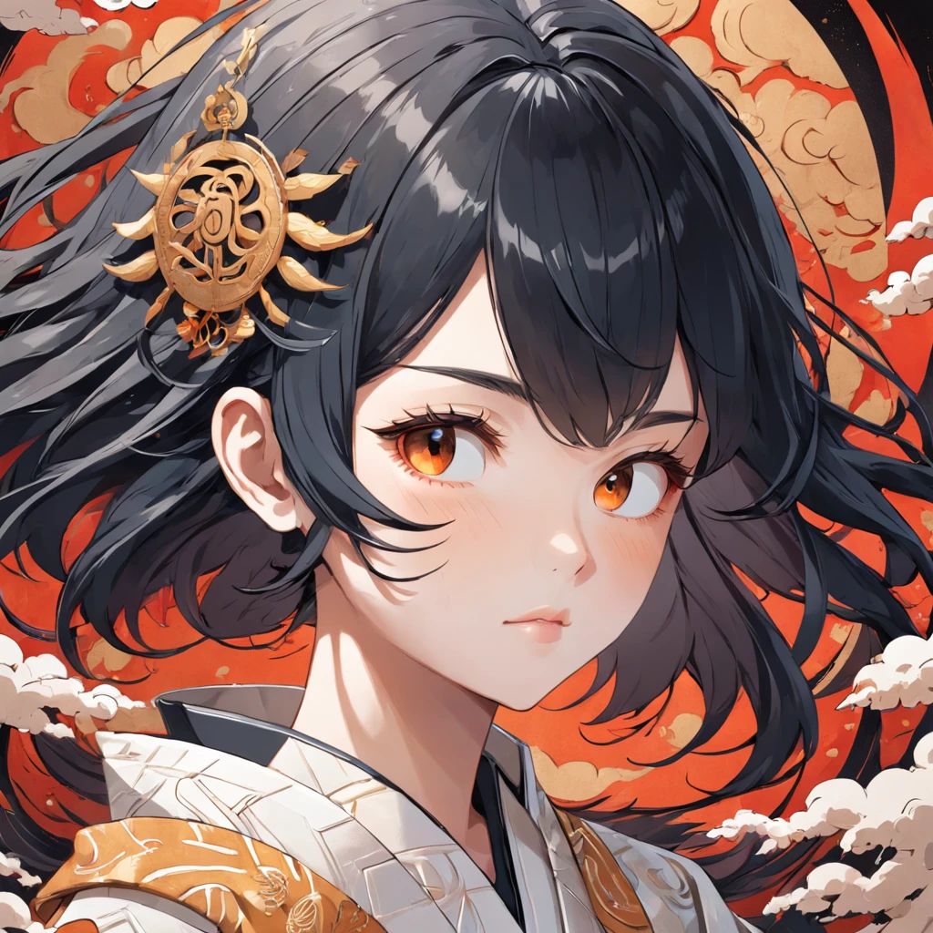 (White background:1.4),(Silhouette of a girl's head, Eyes closed, Short black hair, Oriental elements)，(Chinese illustration:1.3，paper art:1.3, Quilted paper art:1.2),( reasonable design, Clear lines, High sharpness,Best quality, Very detailed, Masterpiece, movie light effect, 4K )