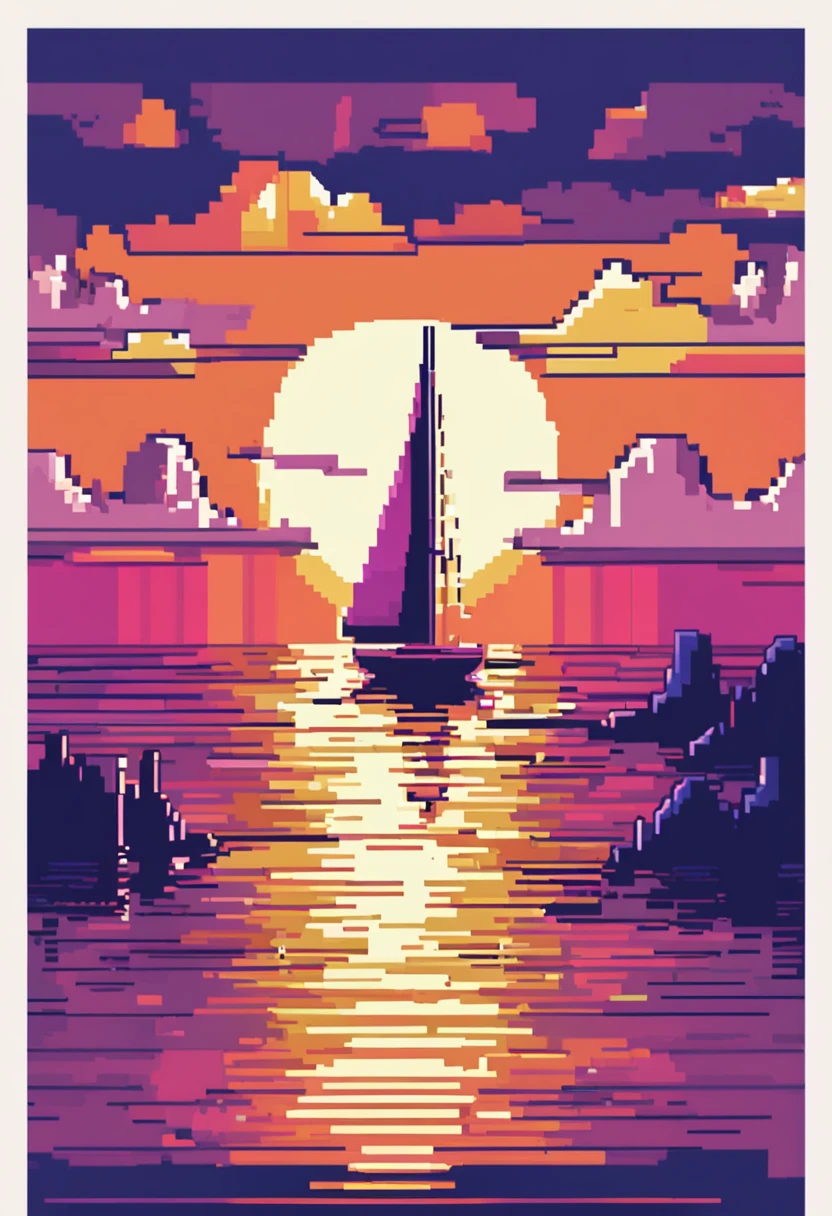pixel art SNES style, pixelated Sailboat, pixels