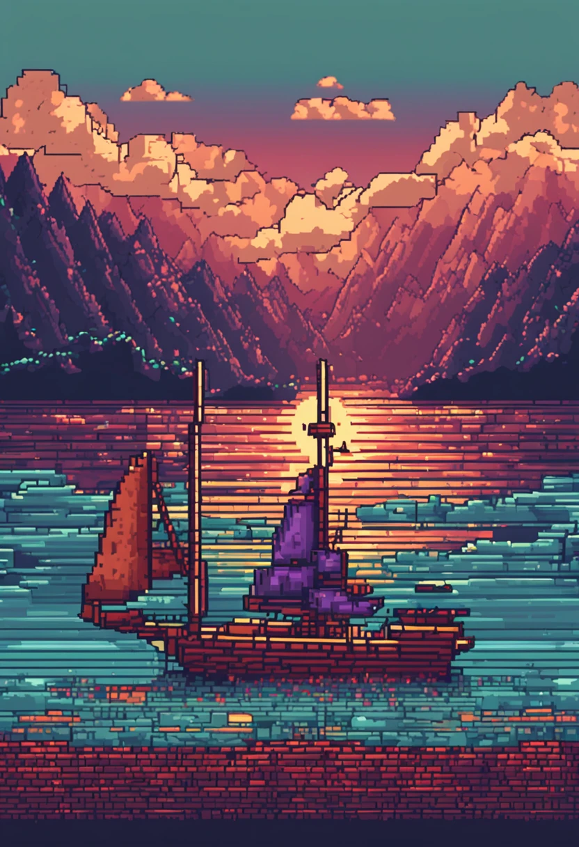 pixel art SNES style, pixelated Sailboat, pixels
