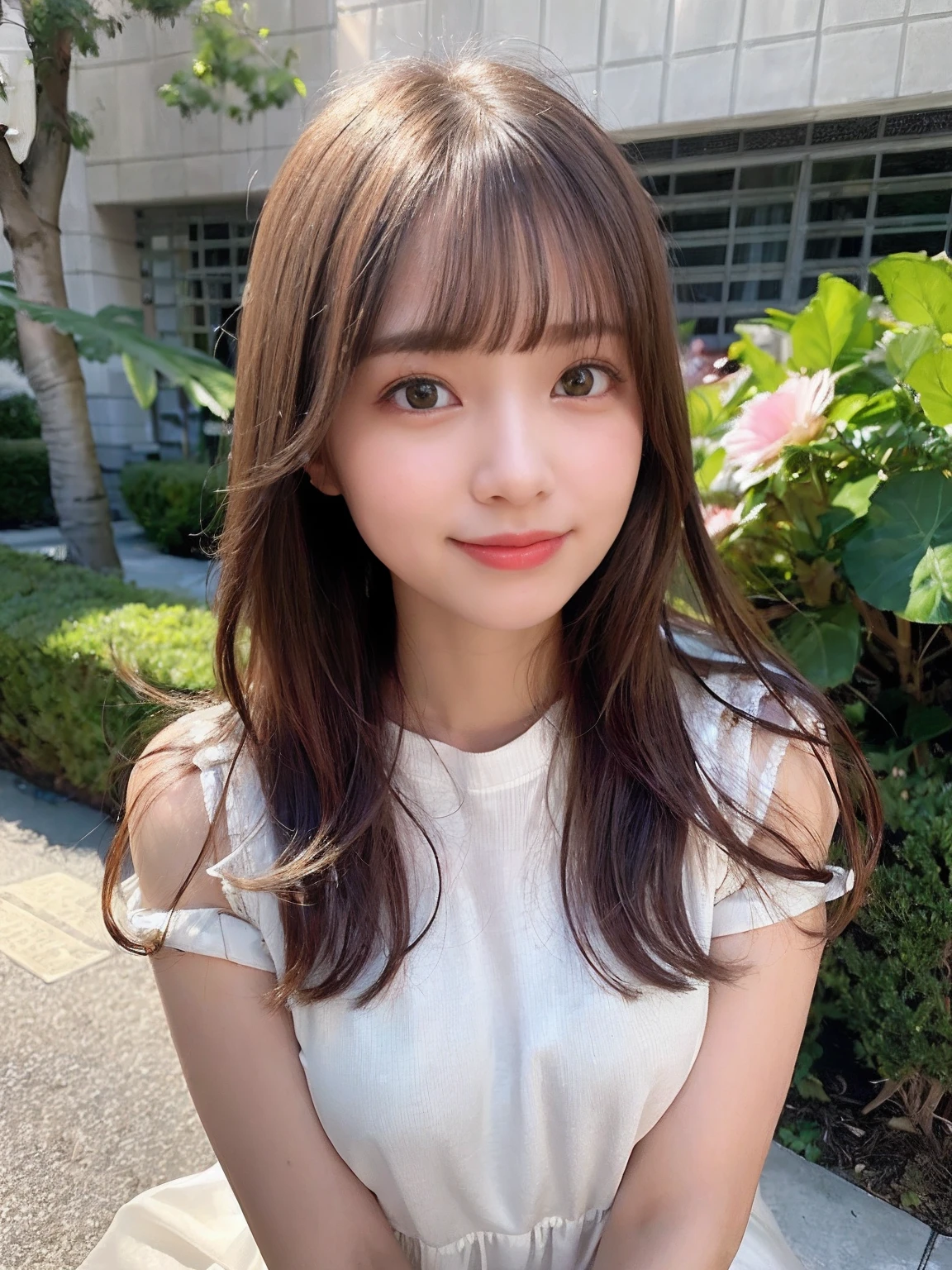 (Photorealsitic:1.4)、best qualtiy、extremely delicate and beautiful、A highly detailed、hight resolution、One girl、A smile、full body Esbian、Taut shirt、A dark-haired、length hair、elbow groves、beatiful detailed eyes、cinematlic lighting、Gold Bodysuit、beauty legs