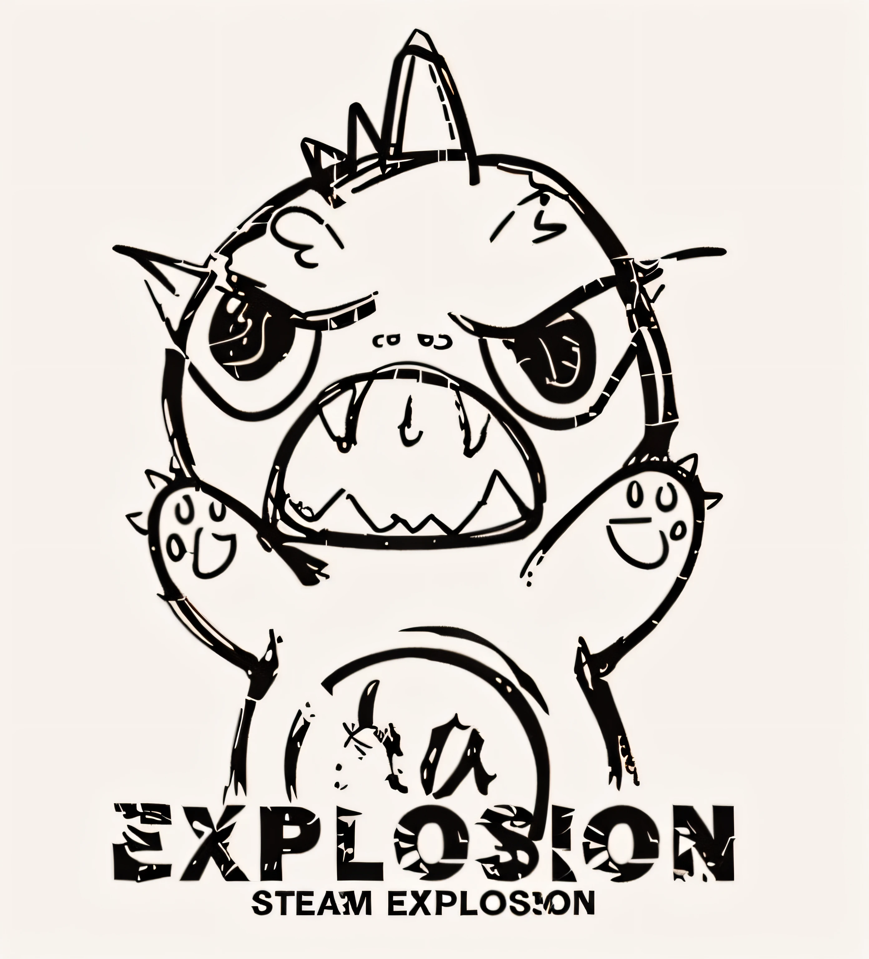 Close-up of cartoon dog，The background is the clock, blasts, Explosion, explosion drawing, blasts!, big bang, blasts, blasts, There was an explosion on the back, Official artwork, There were explosions everywhere, An angry expression, [explosions and fire], Huge explosion, erupting, steams, steam workshop, big bang, bomb explosions, explosions on the ground