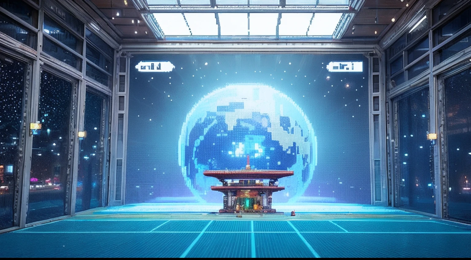 pixel game,scenography,fantastical scenes,Space City,levitating, Pixel art #pixelart
