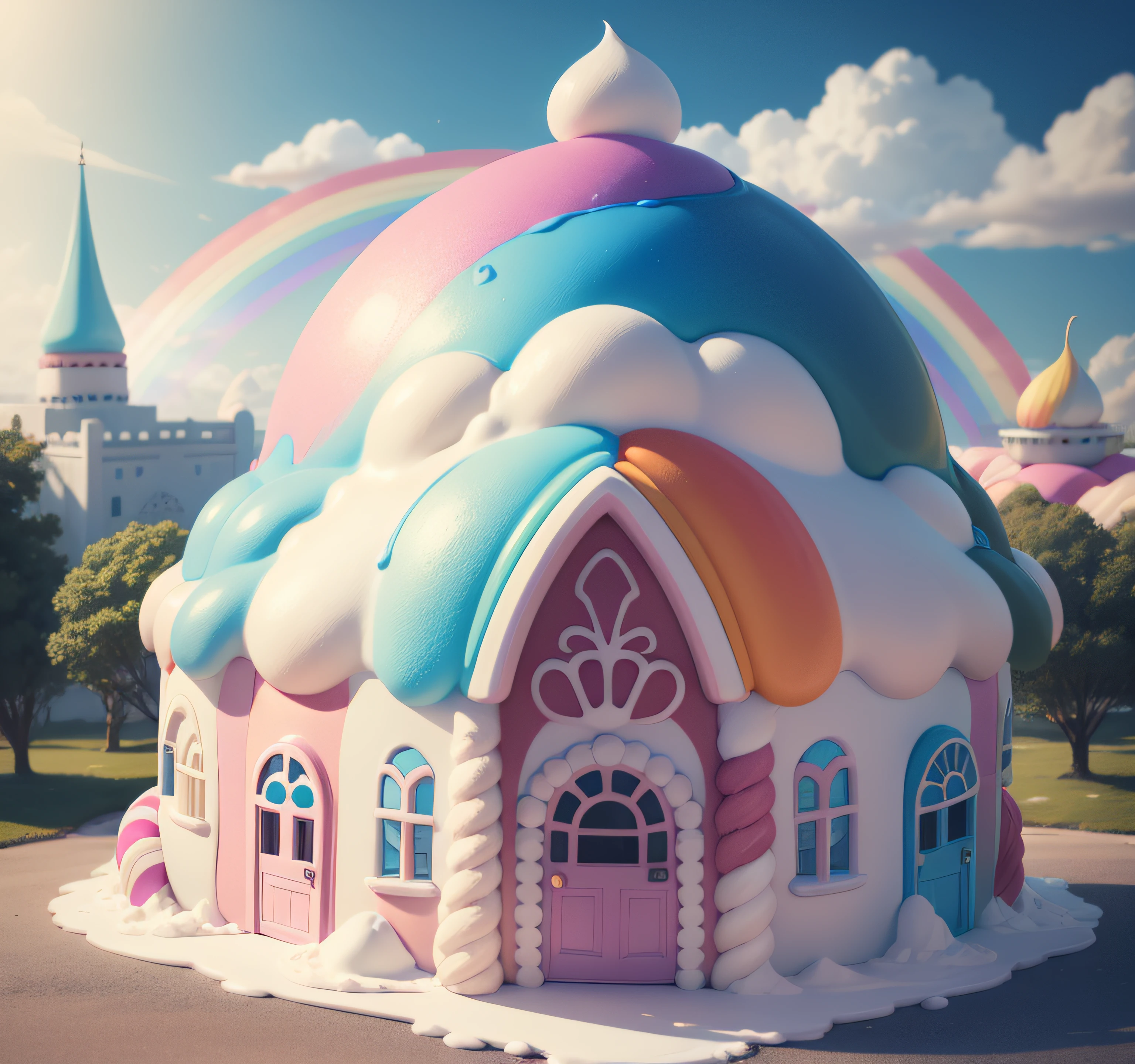 Giant Ice Cream House made of ice cream Colorful Rainbow Ice Cream Candy House Ice Cream Castle