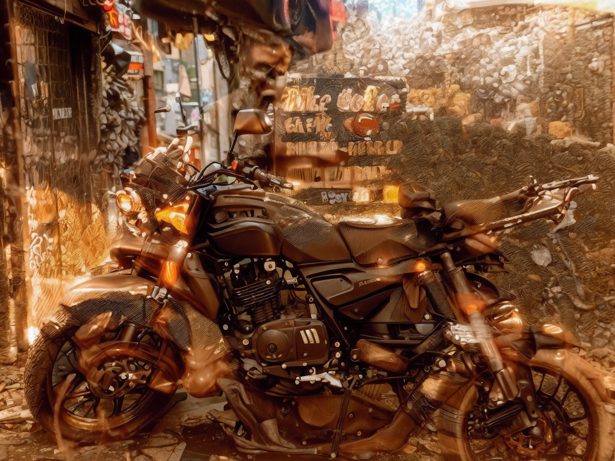 there is a motorcycle parked on the side of the street, touring, motorbike, cafe racer, front side view, one motorbike in center of frame, motorcycle, moped, marketing photo, sexy-s 100, futuristic suzuki, riding a motorbike down a street, sri lankan mad max style, in style of lam manh, vietnam, 2000