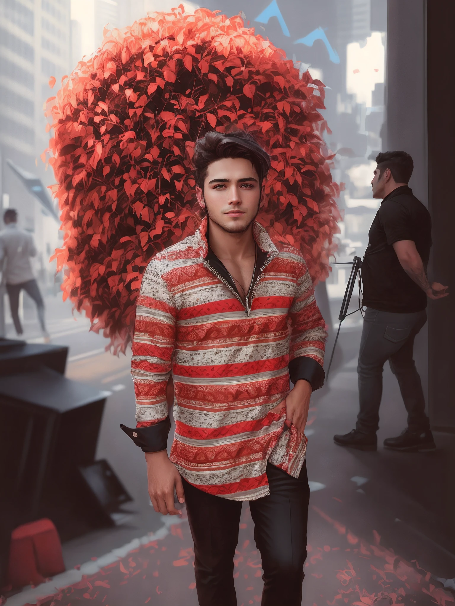 musical, cyberpunk, handsome boy, realistic face, 8k, ultra realistic, original face, singer, 10k hd, body, change dress, america city,