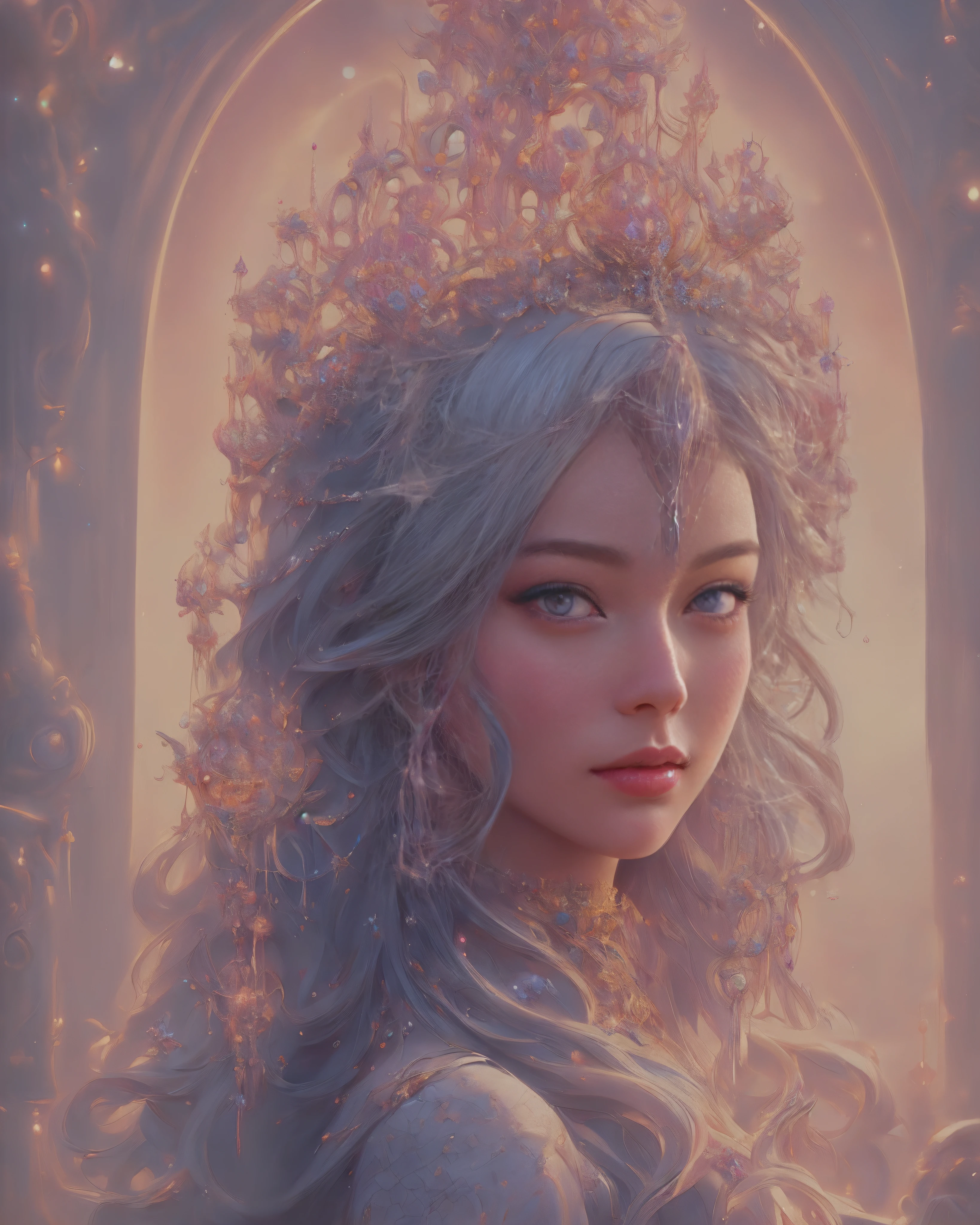 a close up of a woman with a crown on her head, 8k high quality detailed art, detailed digital anime art, fanart best artstation, 4k highly detailed digital art, guweiz on artstation pixiv, fantasy art style, detailed fantasy art, 4k fantasy art, 8k stunning artwork, guweiz
