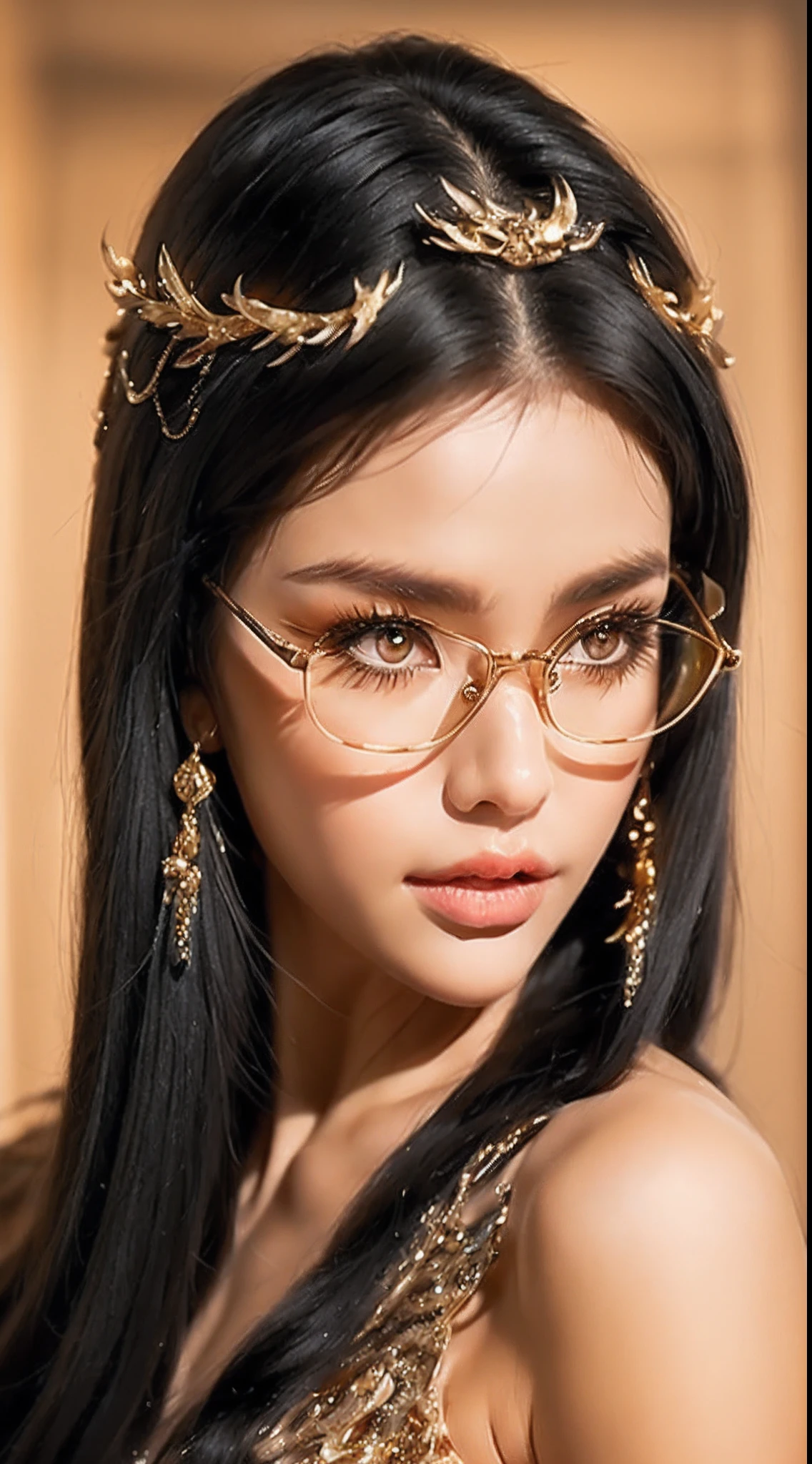 (iu:0.8).cleavage, RAW, Best quality, high resolution, Masterpiece: 1.3, two Beautiful glasses hijabi java girls wearing sexy geisha, Masterpiece, Soft smile