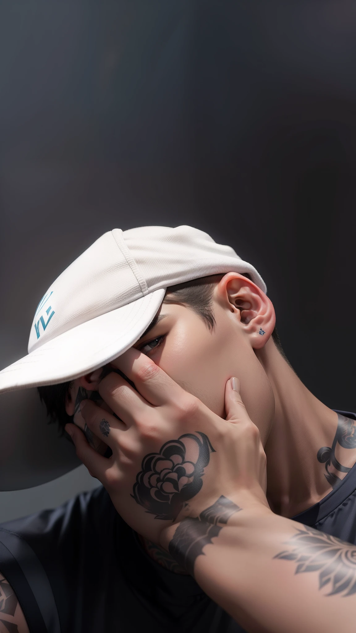 a Man, similar to Ederson Santana, football, with (goalkeeper uniform) with tattoo on his neck
