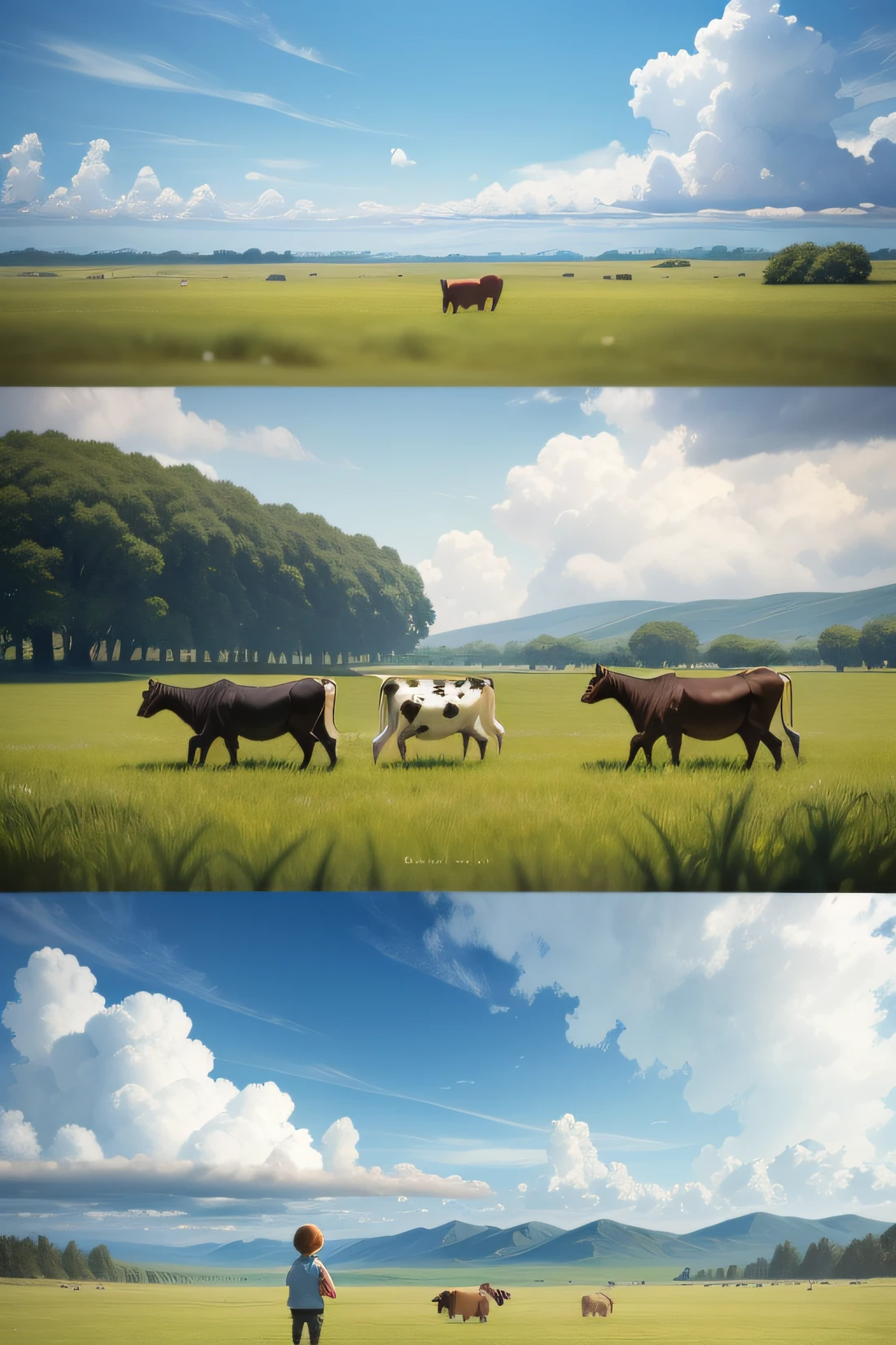 4k, 8k, photorealistic, several cows standing in a field --auto --s2