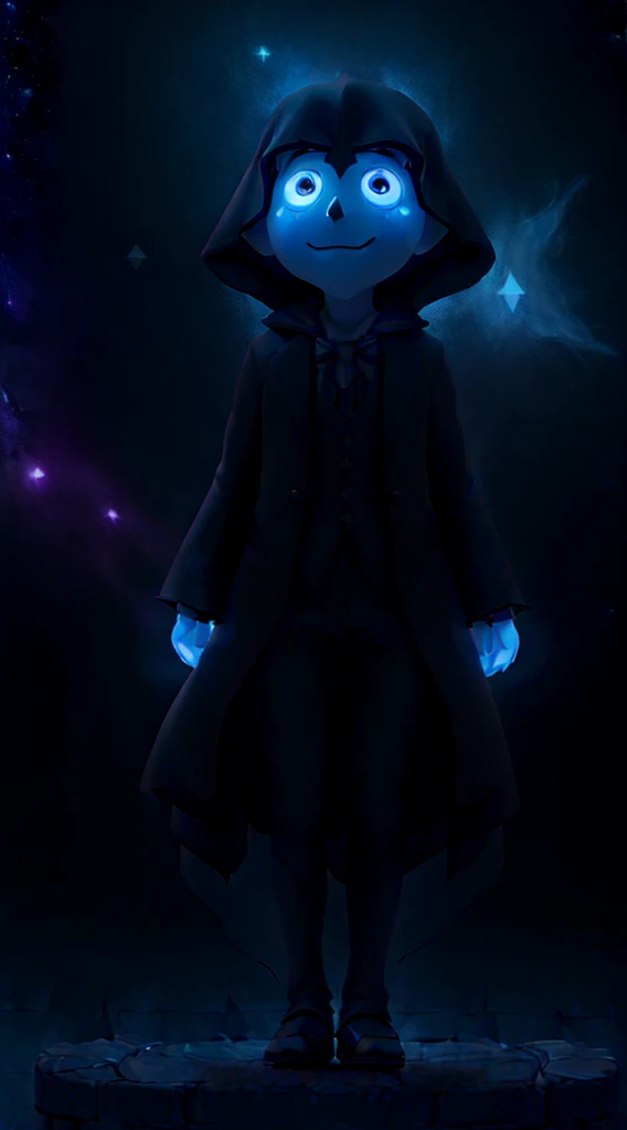 (Dark Ghost:1.5), (extremely detailed CG unity 16k wallpaper:1.1), (Denoising strength: 1.45), (tmasterpiece:1.37), (Full body posing:1.4:), whole-length, Dynamic angle, starry sky, lifelike texture, side lighting, (style of anime:1.5), sparkle, glowing light, ray tracing, UHD