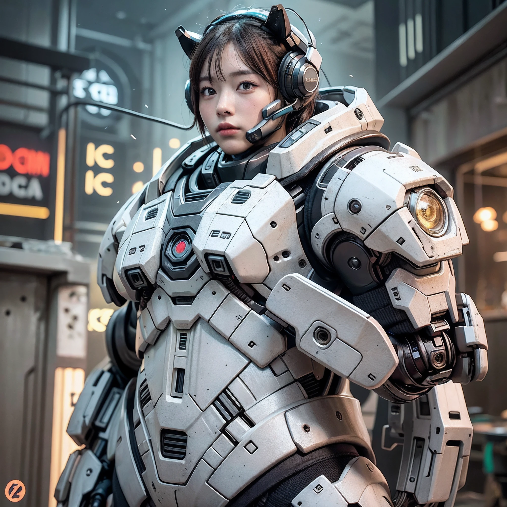 Urso bonito como Doom Slayer、realistic scifi cyberpunk power armor robot、cinemactic、8k、Slt、((com detalhes intrincados、hiper detalhado))、(Luzes:1.3)、(cinemactic:1.3)、(Art Station:1.3)、corpo inteiro