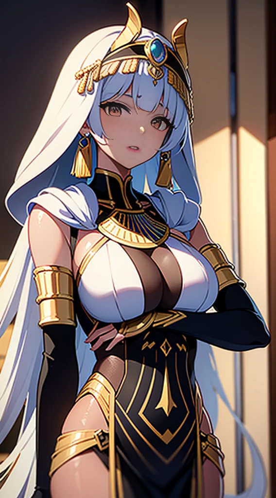 (extremely detailed CG unity 16k wallpaper:1.1), (Denoising strength: 1.45), (tmasterpiece:1.37), An Egyptian woman who looks feminine and pampered