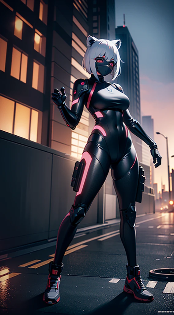 (extremely detailed CG unity 16k wallpaper:1.1), (Denoising strength: 1.45), (tmasterpiece:1.37), Agent raccoon cyberpunk style full body, Tech armor, Masks have no face