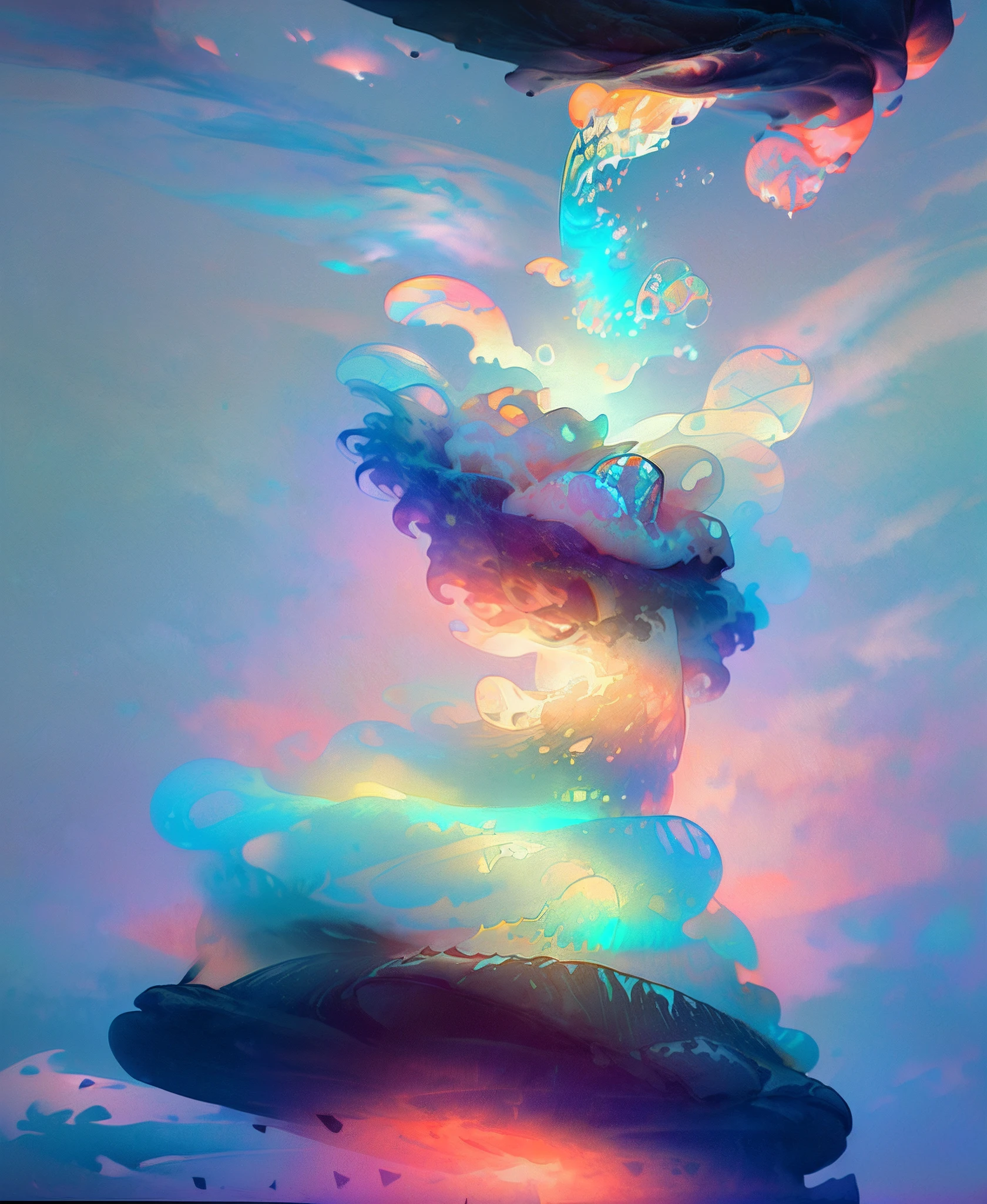 (Masterpiece), (Best Quality), (Official Art, Highly Detailed CG Unity 8k Wallpaper), (Very Detailed), (((Absurd)), 1 Girl, Midshot, (Exquisite Facial Features), (Serafuk: 1.3) ((SFW)), ((Clean Hands)), (White Neeso without shoes)), Aqua Eye, Colored Contact Lenses, Stars in the Eyes, (((((Colorful Bubbles)))), Colorful Glass, (Album cover) Vast landscape photo, (sky up, field below), girl standing in a flower field and looking up, (full moon: 1.2), (meteor: 0.9), (nebula: 1.3), distant mountains, trees BREAK craft art, (warm light: 1.2), (fireflies: 1.2), lights, lots of purple and orange, intricate details, voluminous lighting, realism BREAK (masterpiece (Best Quality), 4k, Ultra Detail, (Dynamic Composition: 1.4), Very Detailed, Colorful Details, (Rainbow Color: 1.2), (Glow Lighting, Atmospheric Lighting), Dreamy, Magical, (Solo: 1.2)