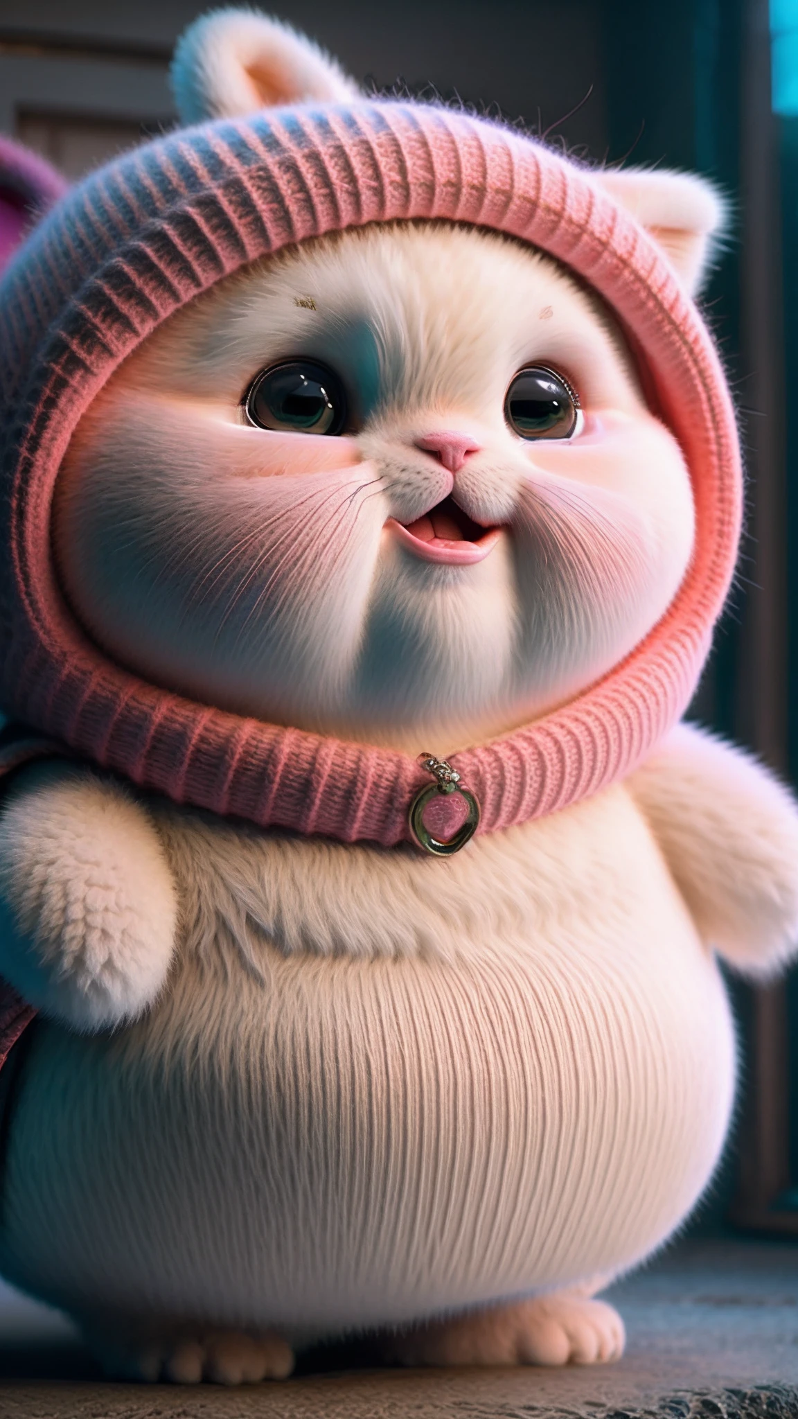 catss,Pink big breasts,brightly,Fat Chubby,Garfield,no_humans,depth of fields,Disney style,DARK_Glam,wearing DRK_Glam,deep shading,(8k,RAW photos,best qualtiy,tmasterpiece:1.2),Happy expression
