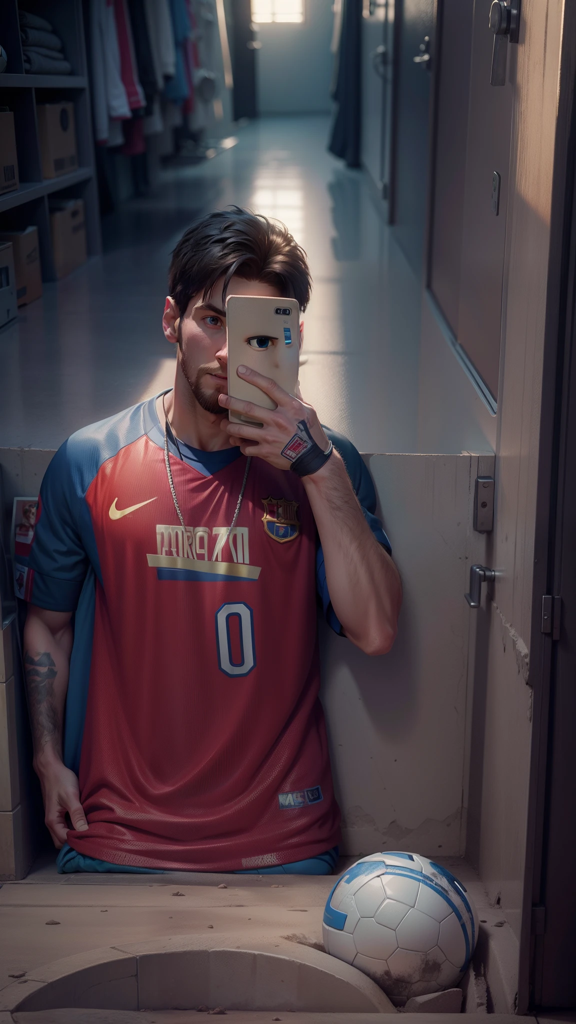 Masterpiece, Messi, Pixar style, 3D, football field