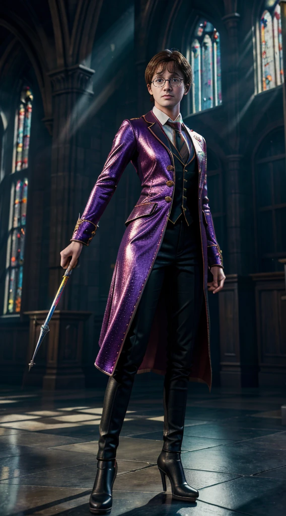 Fantasy character Harry Potter, (Full body posing:1.5), (colorful:1.2), Dynamic angle, (extremely detailed CG unity 16k wallpaper:1.1), (Denoising strength: 1.45), (tmasterpiece:1.37), Hyperrealistic, powerful, god rays, sparkle, UHD, masterpiece