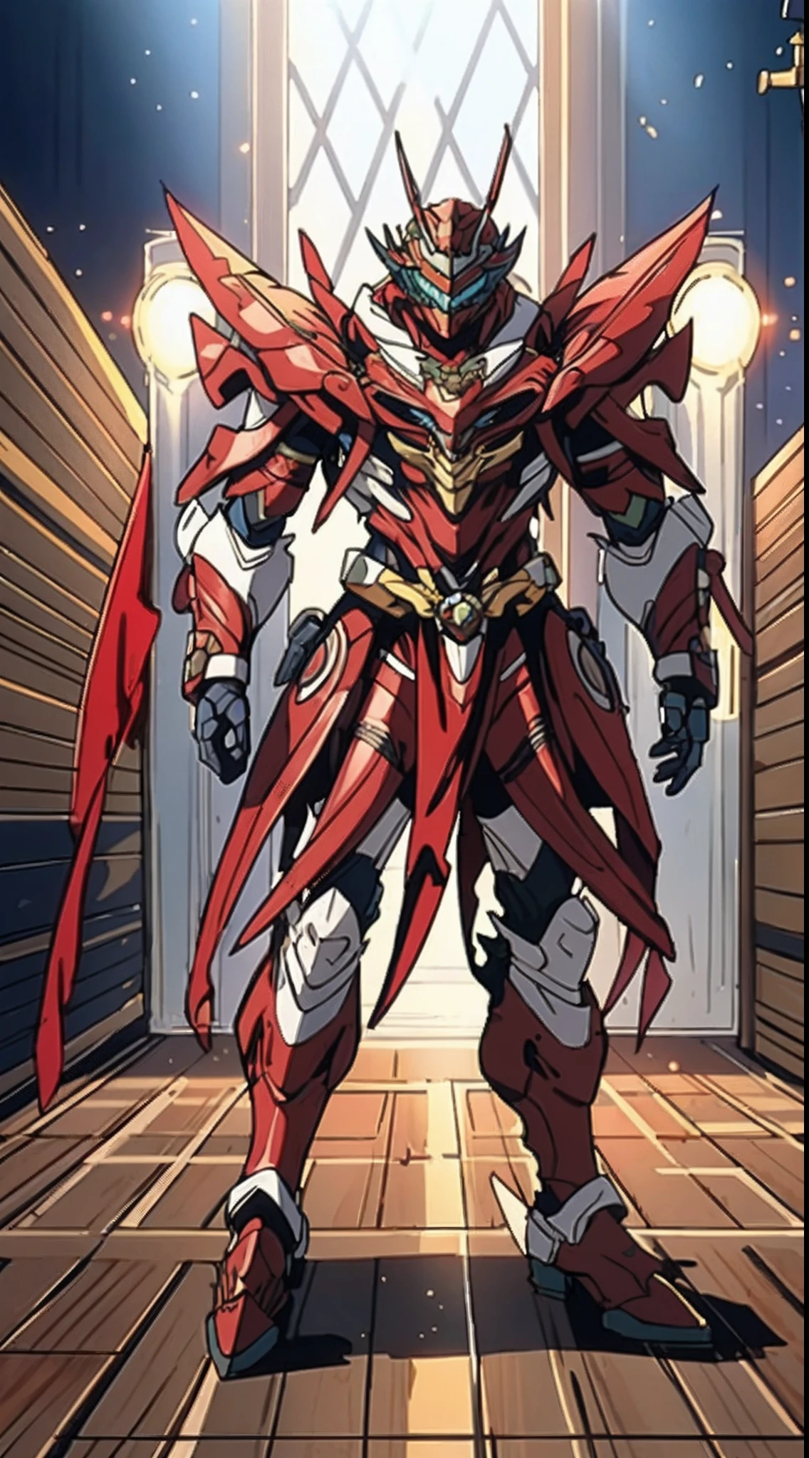 A man wearing a full-face helmet that covers most of his face, adorned in a biomimetic fantasy-style armor, the predominant black color is accented with red textures in the design this character embodies a finely crafted fantasy-style armored warrior design in anime, ((character concept art)), full body character drawing, high definition, best quality, ultra-detailed, extremely delicate, anatomically correct, symmetrical face, extremely detailed eyes and face, high quality eyes, creativity, RAW photo, UHD, 16k, (Natural light, cinematic lighting, masterpiece:1.5)