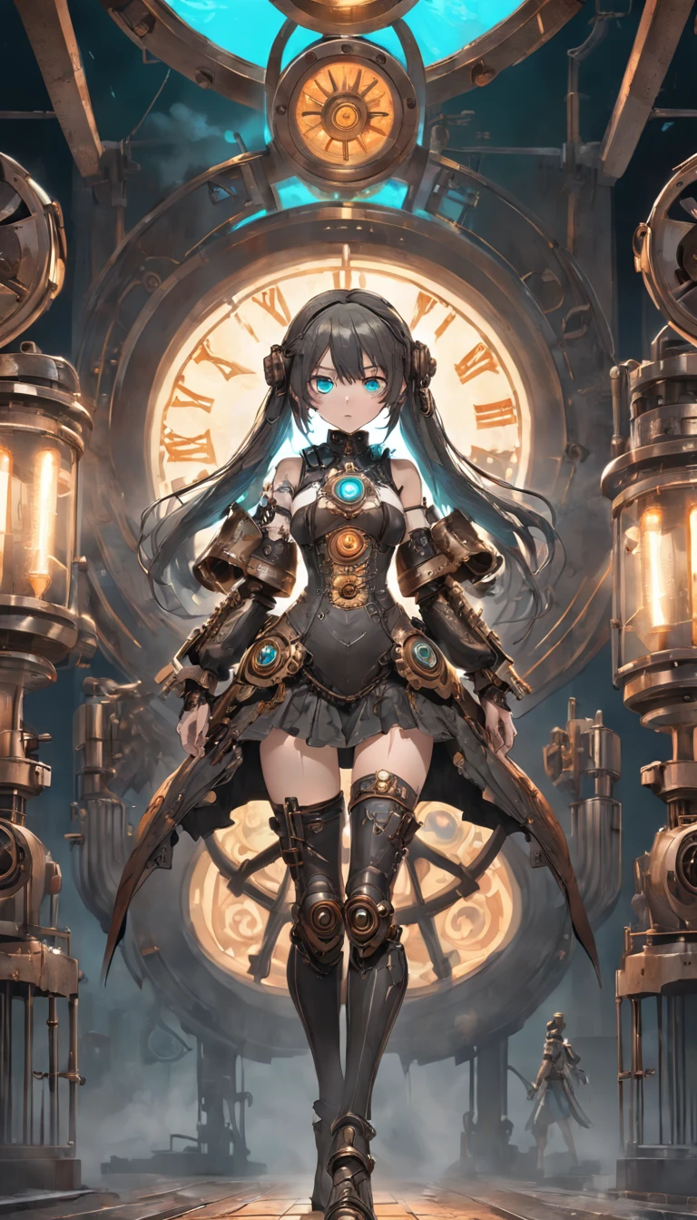 (Vicious savage:1.5), (extremely detailed CG unity 16k wallpaper:1.1), (Denoising strength: 1.45), (tmasterpiece:1.37), (Full body posing:1.4:), whole-length; head to toe; up front view; Savage, People with iron faces; Closed dress; Glowing eyes; steampunc; Clockwork;  Demonic vibe; steampunc; whole-length; head to toe; up front view;