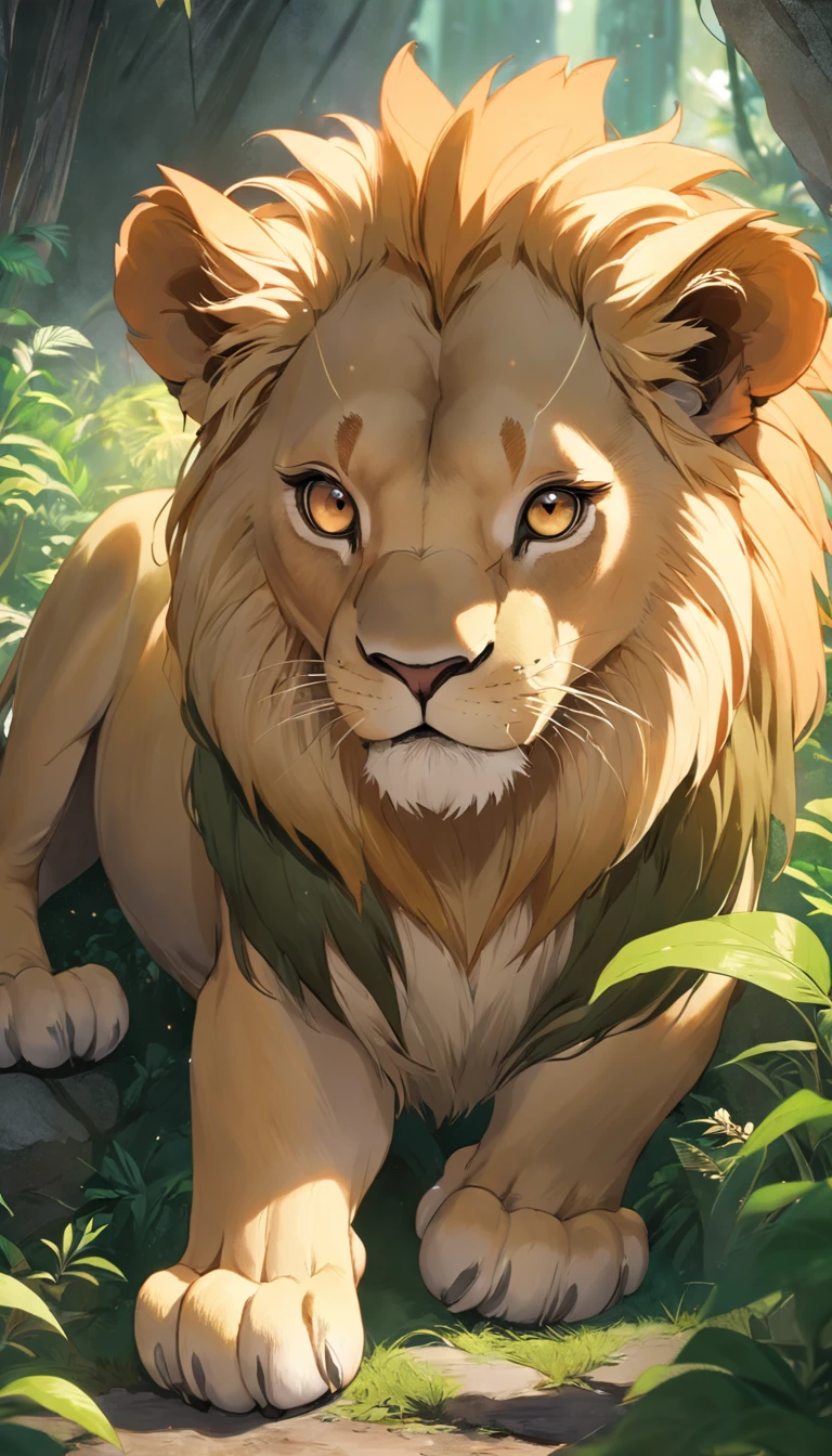cute little lion，Felpudo，vivid expressions，Jogue na grama verde，Bite your own tail，vivid expressions，luz suave natural，Filtro de foco suave，ultra-claro，Hiperdetalhamento，8k，uma imagem，3Drenderingof