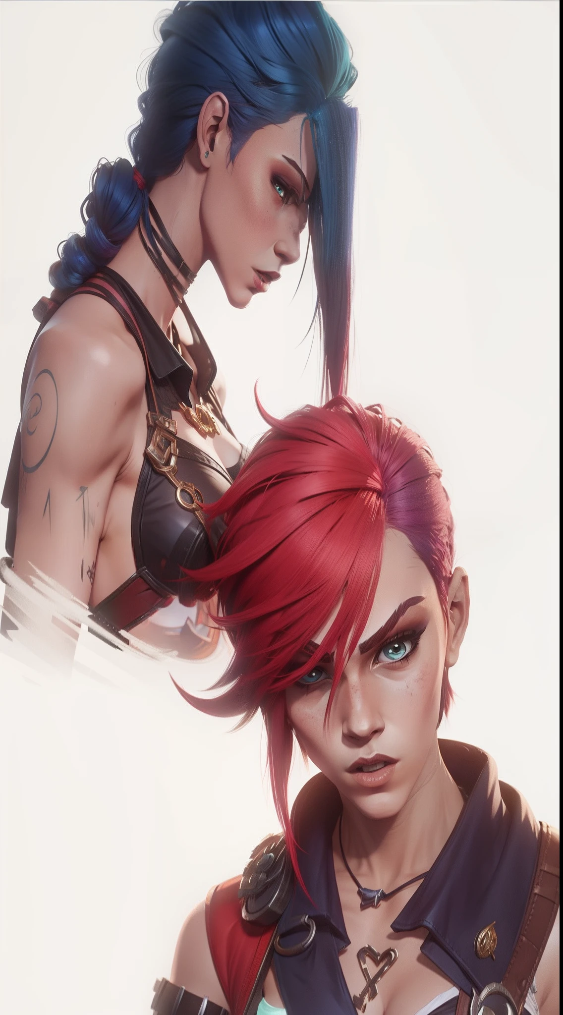 2 garotas. Arcane. Vi e Jinx. Arcane
