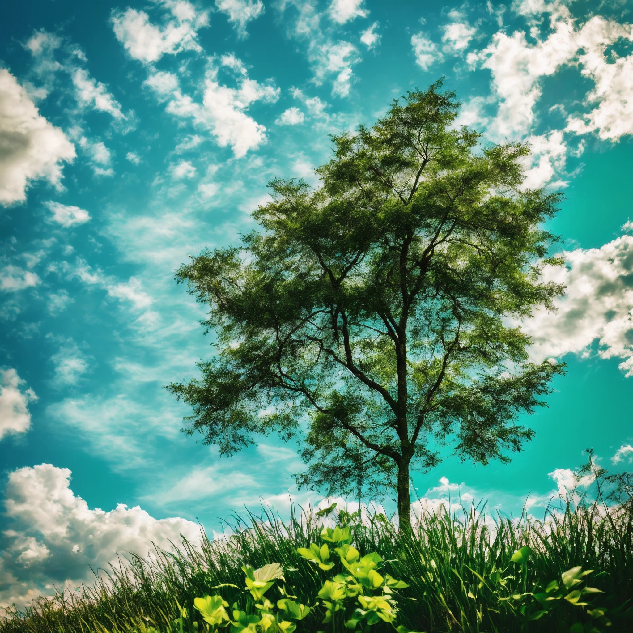 Highly saturated blue and green Glossy texture of smooth glass Sans serif font White clouds and blue sky Cityscape Earth Fish Pigeon Butterfly Bubble and aurora effects Sprawling streamlined texture Humanistic natural ecology