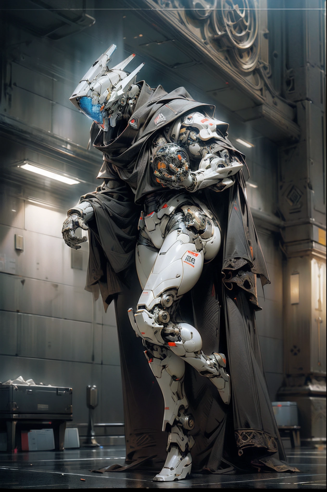 ((upscaled)) ((masterpiece)) Ultra-Realistic Giant Humanoid Robot, (full body shot), 8k, award winning image, gundam,  long-distance shot, Depth of Field, hyper-detailed, Unreal Engine 5, Cinematic, Color Grading, ((intricate details)), Hard Surface, Real-Time, VFX, volumetric lighting,