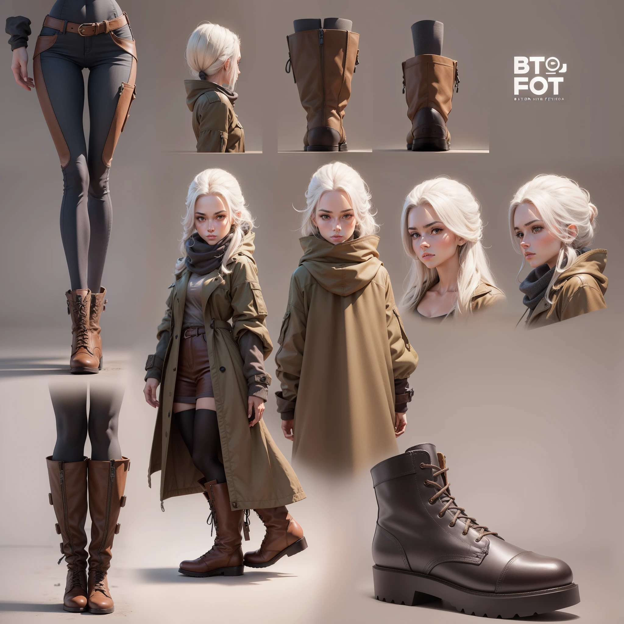 Model sheet de bota de frio, super realista, alta qualidade.