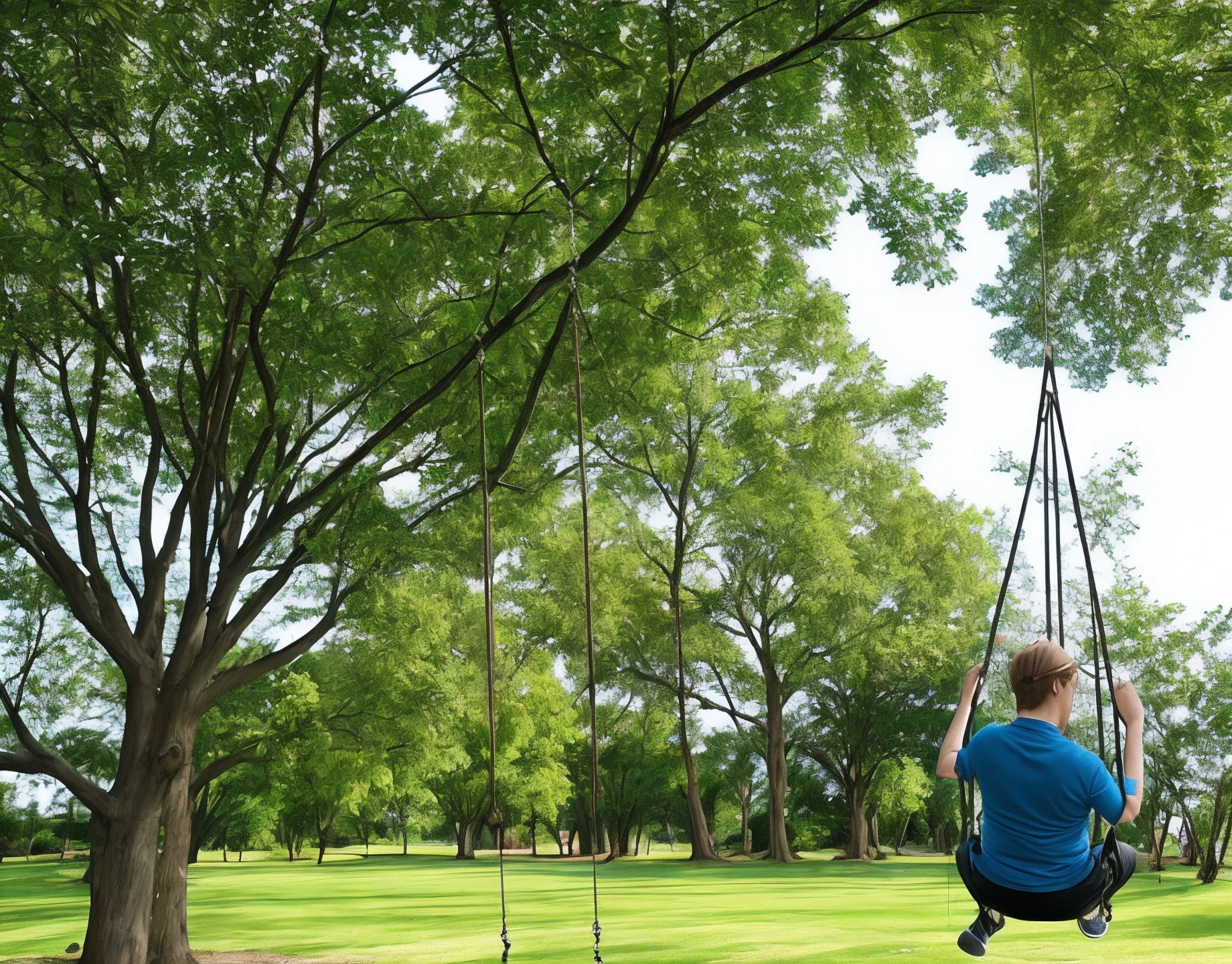 on top,Looking down,from below,White light panties,sitting on a swing,Crotch view,bottom angles,Mocking expressions,Smiling,White light bandeau,Large angle upward view