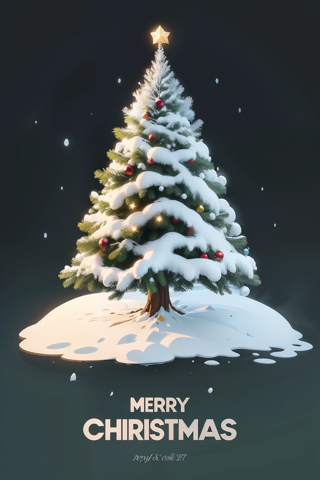 Christmas tree covered in snow,cartoony,Vector style