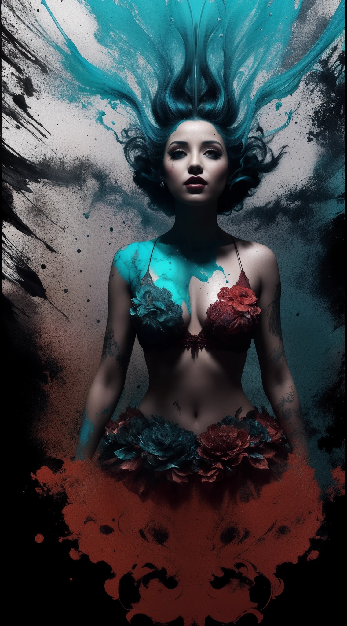Alberto seveso art, dancing sillhouette, water ink, ink water, ink cloud, alberto seveso art, loose painting style, intricate detail, cinematic lighting, octane render, 8k render, volumetric lighting