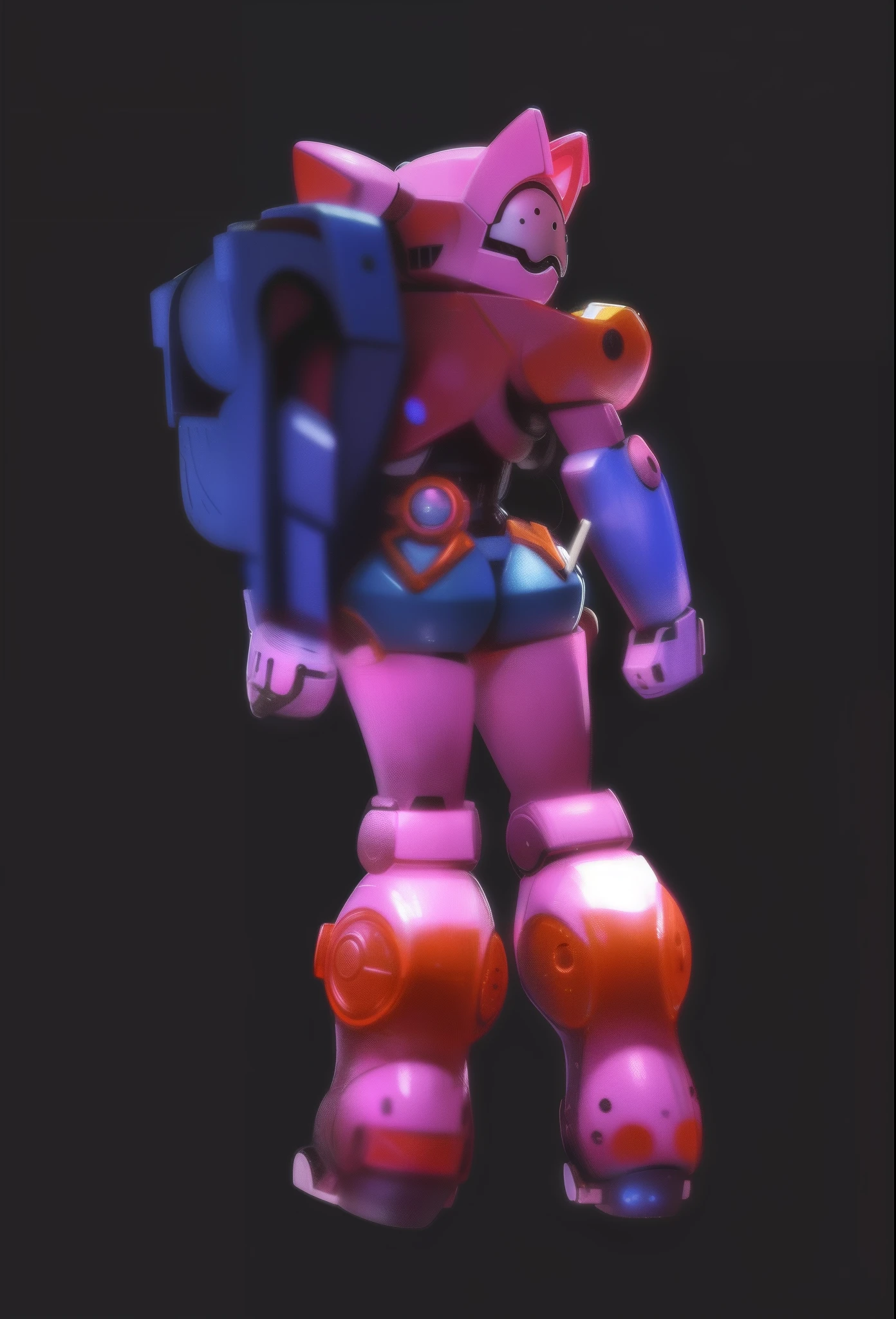 cute robot toy pink baack side