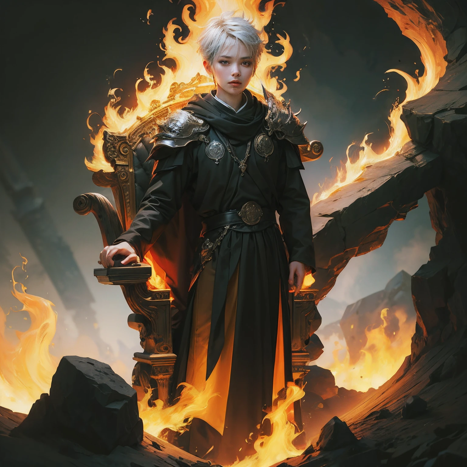 best qualtiy,GameCG,1girll,tmasterpiece,8K,detailed skin textures,Detailed cloth texture,beautifull detailed face,Complicated details,the ultra-detailed,(A half body:1.2),Golden pupils、superrealism、holy sword、White-colored skin,white color hair、left right symmetry,China-style,In the snow。