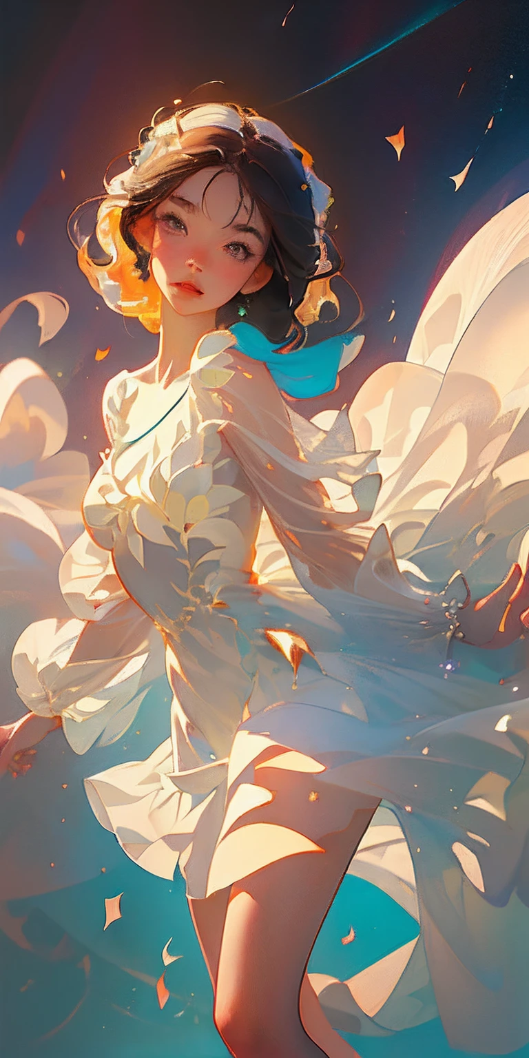 (top-quality、masterpiece), 1girl, the pose, Particle, the wind, florals, The upper part of the body, simple background, looking at viewert, bionde, intergalactic,nude