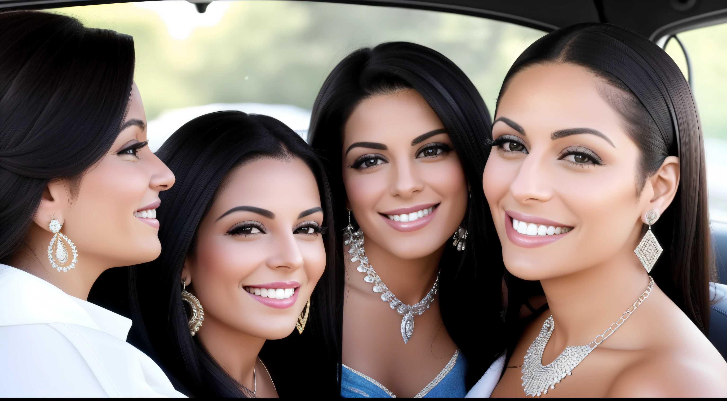 smiling woman in a car with a necklace and earrings on, 3 0 years old woman, 30 years old woman, beautiful and smiling, beautiful mexican woman, alanis guillen, 2 8 years old, 2 9 years old, gorgeous latina face, about 3 5 years old, 3 2 years old, 30-year-old woman from cuba