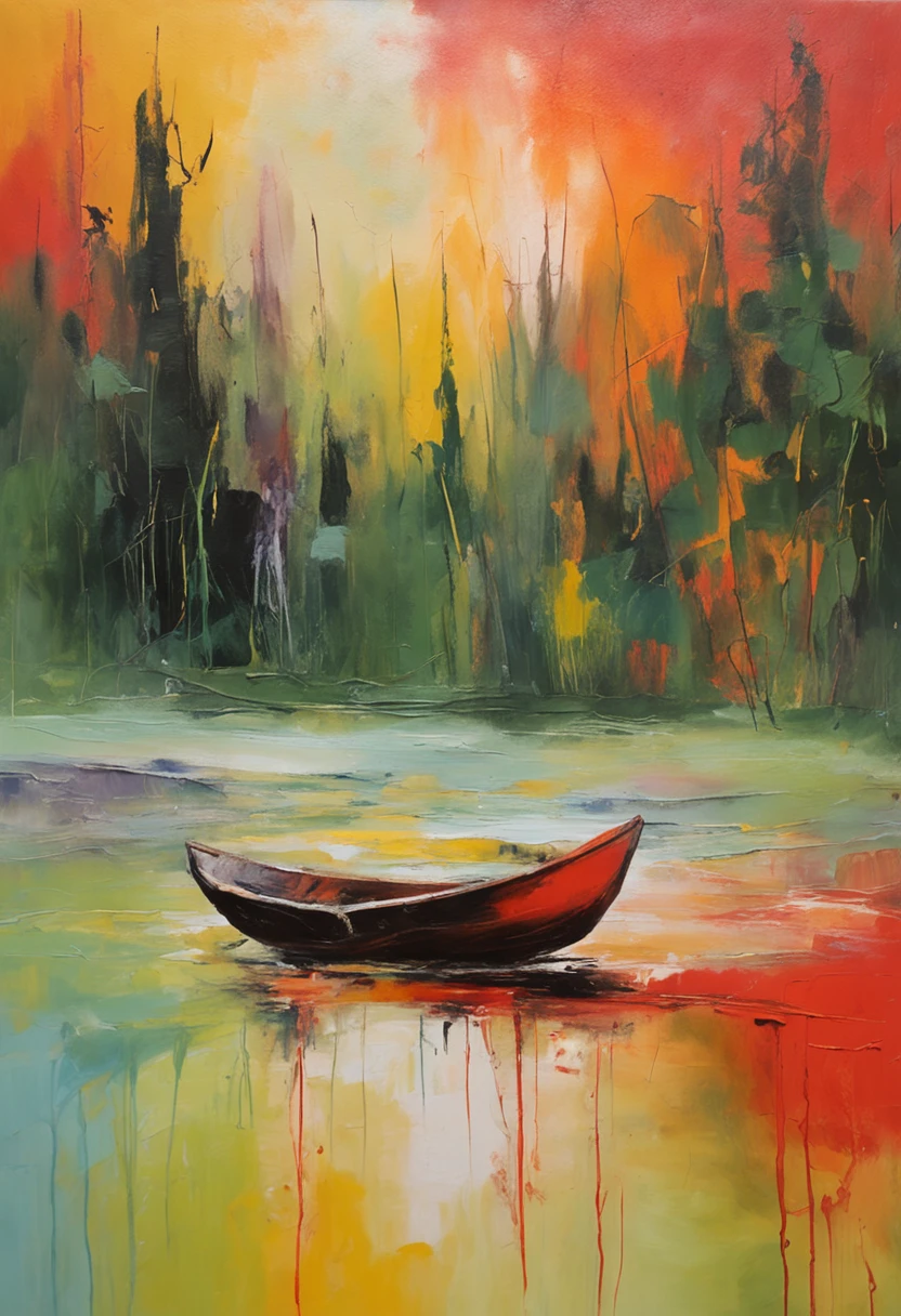 Look at the red mountains all over，The layers of the forest are full of dye；The river is clear，A hundred boats compete for the current。