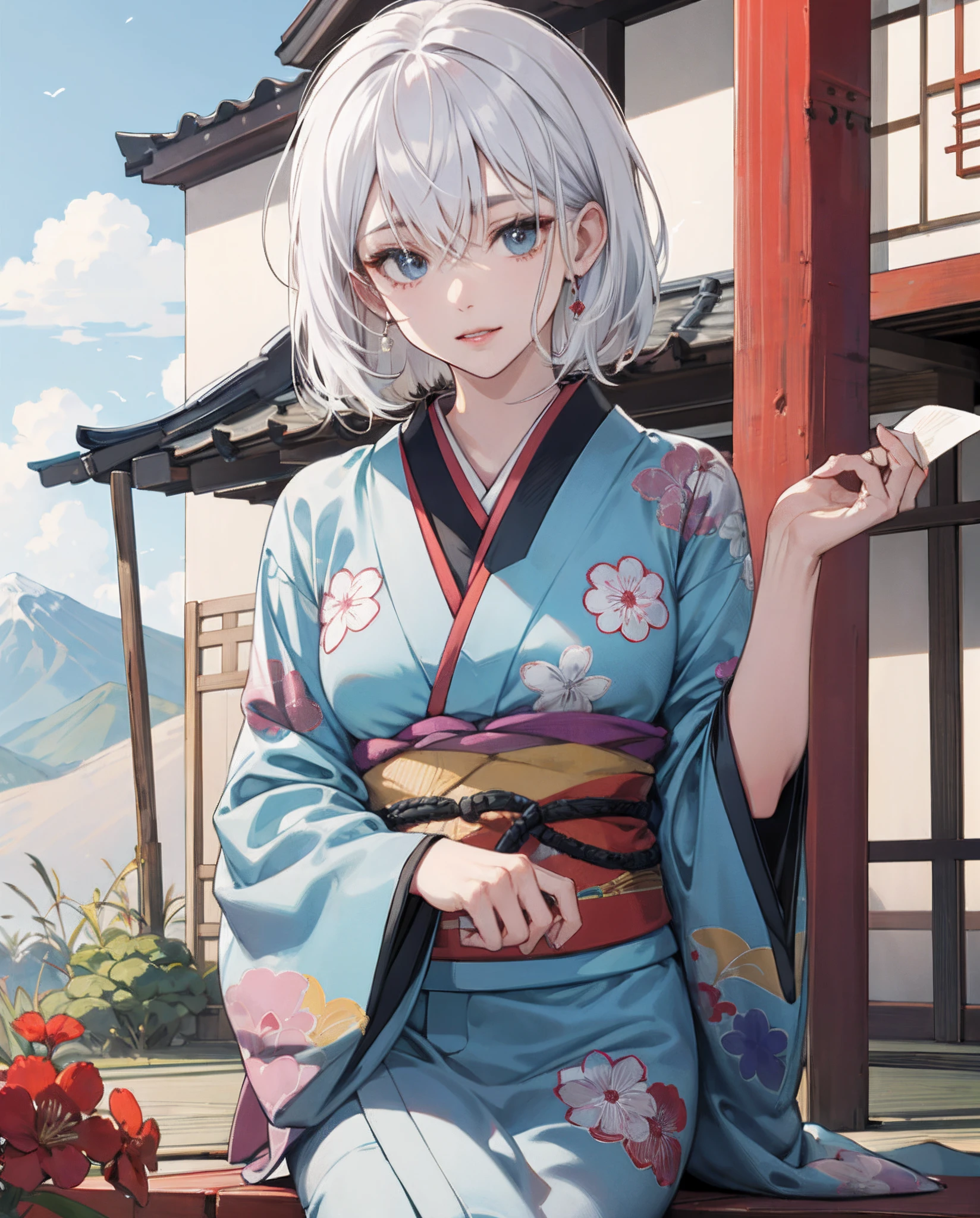 old lady　folklore　jpn　anime
pitiable　80years old　white  hair　kimono