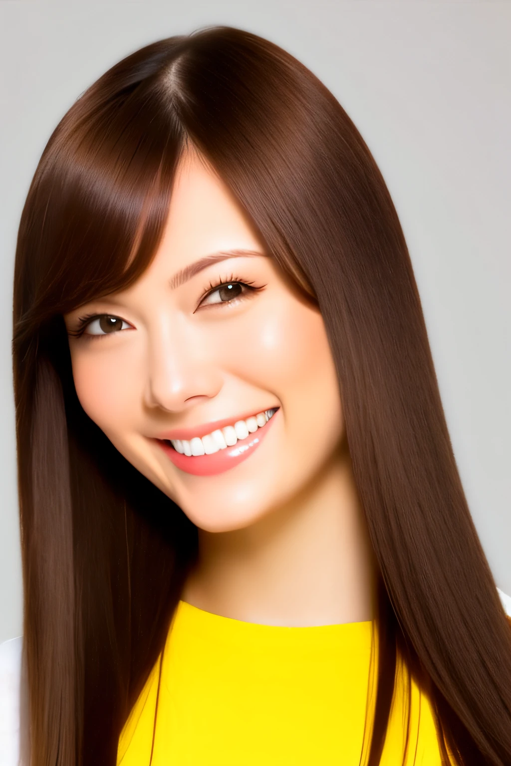 straight haired a smile