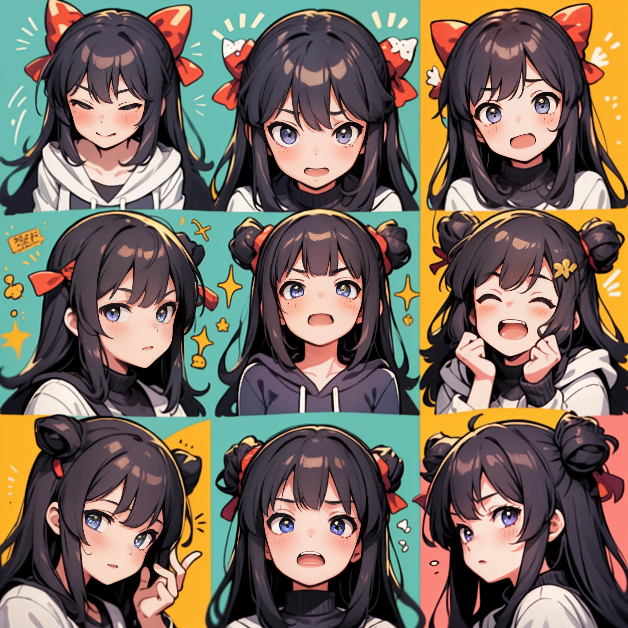 1 Cute Girl,9 tables,9 poses and expressions,Different emotions,10