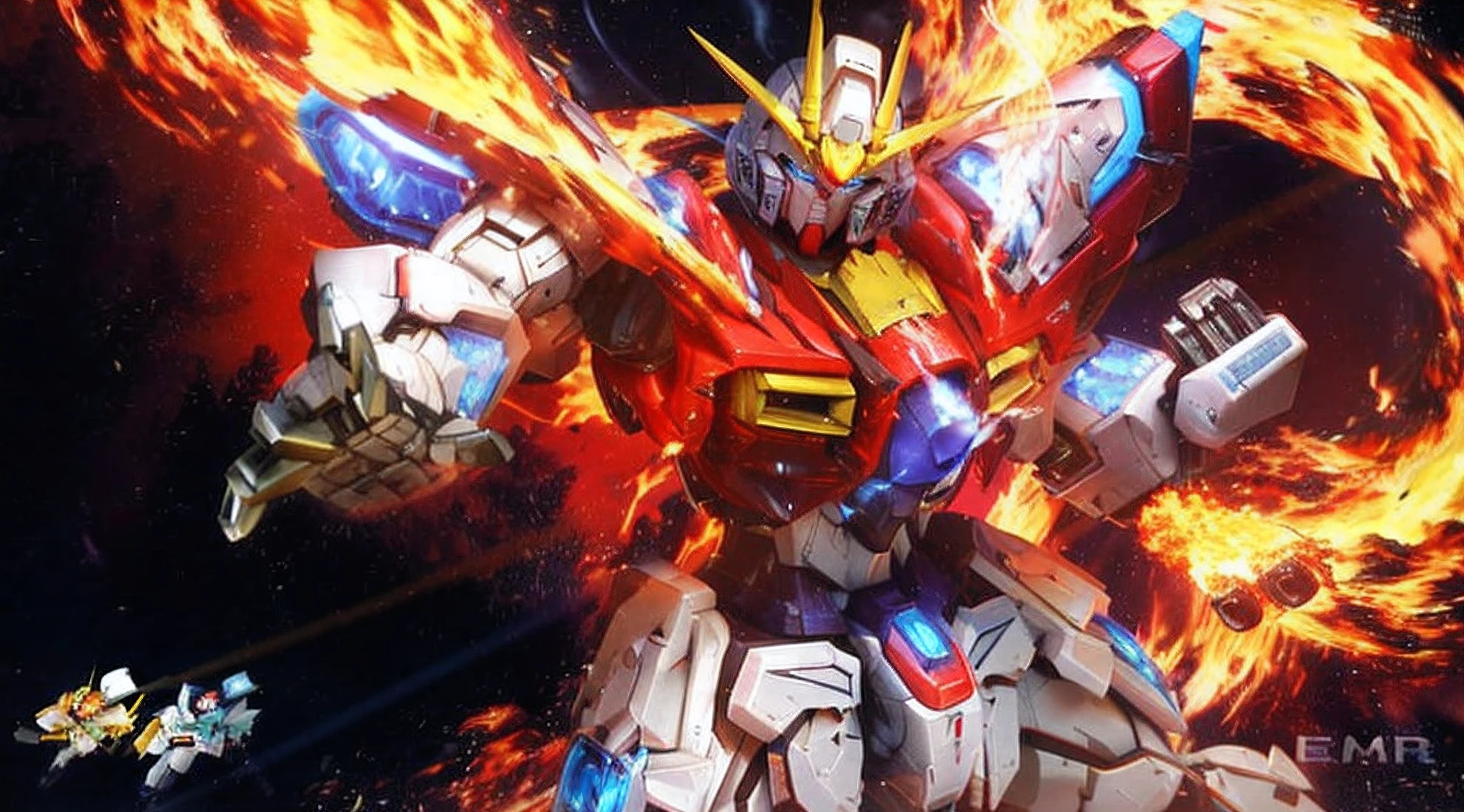 a close up of a robot with fire in the background, mobile suit, gundam robot, super robot wars, gundam style, extreme gundam, gundam, mobile suit gundam, cool mecha style, mecha art, artstation masterpiece, gundam armor, mecha anime, action figure mecha, # mecha, modern mecha anime, an anime large mecha robot