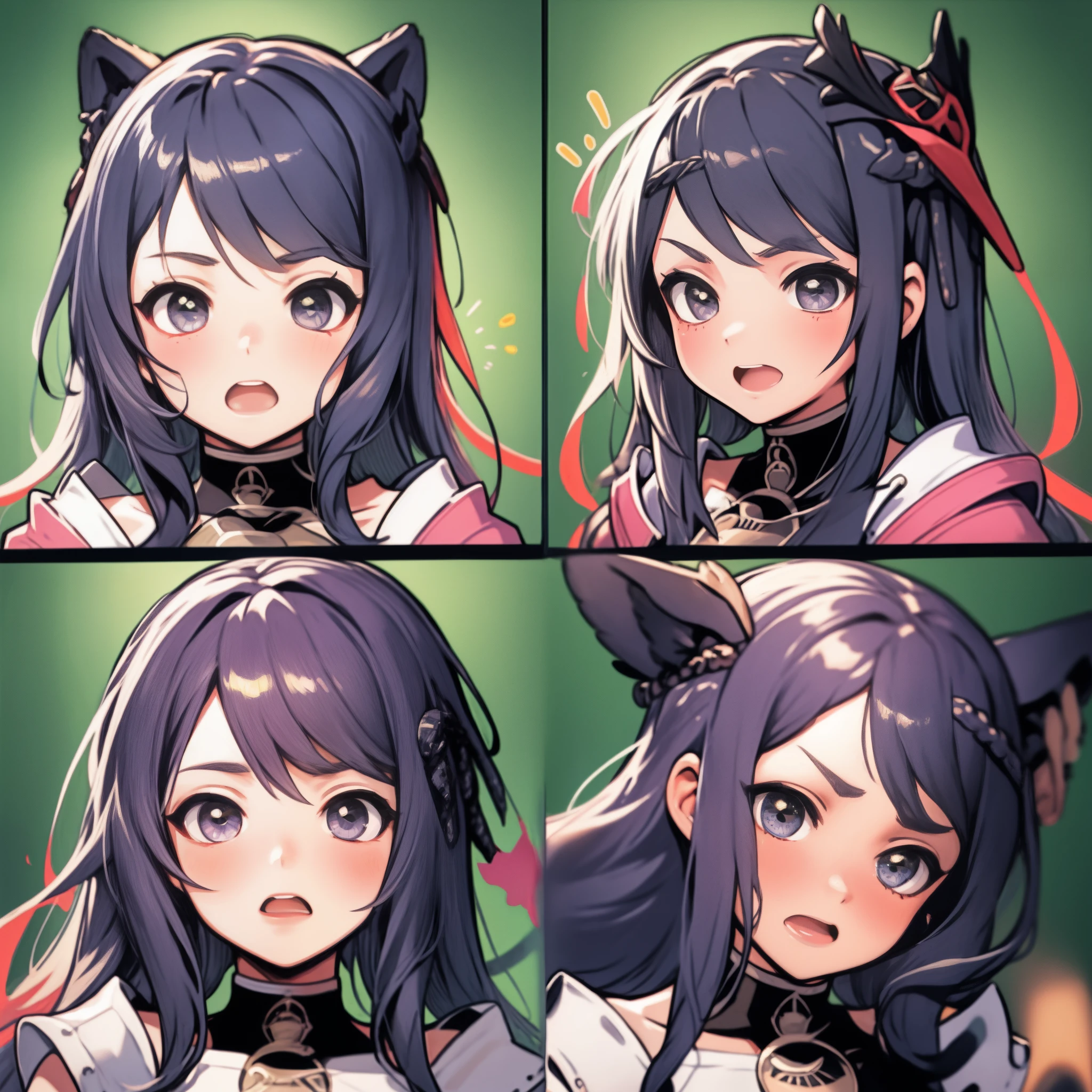"1 Cute Girl, 9 tables, 9 poses and expressions, Different emotions, 10"