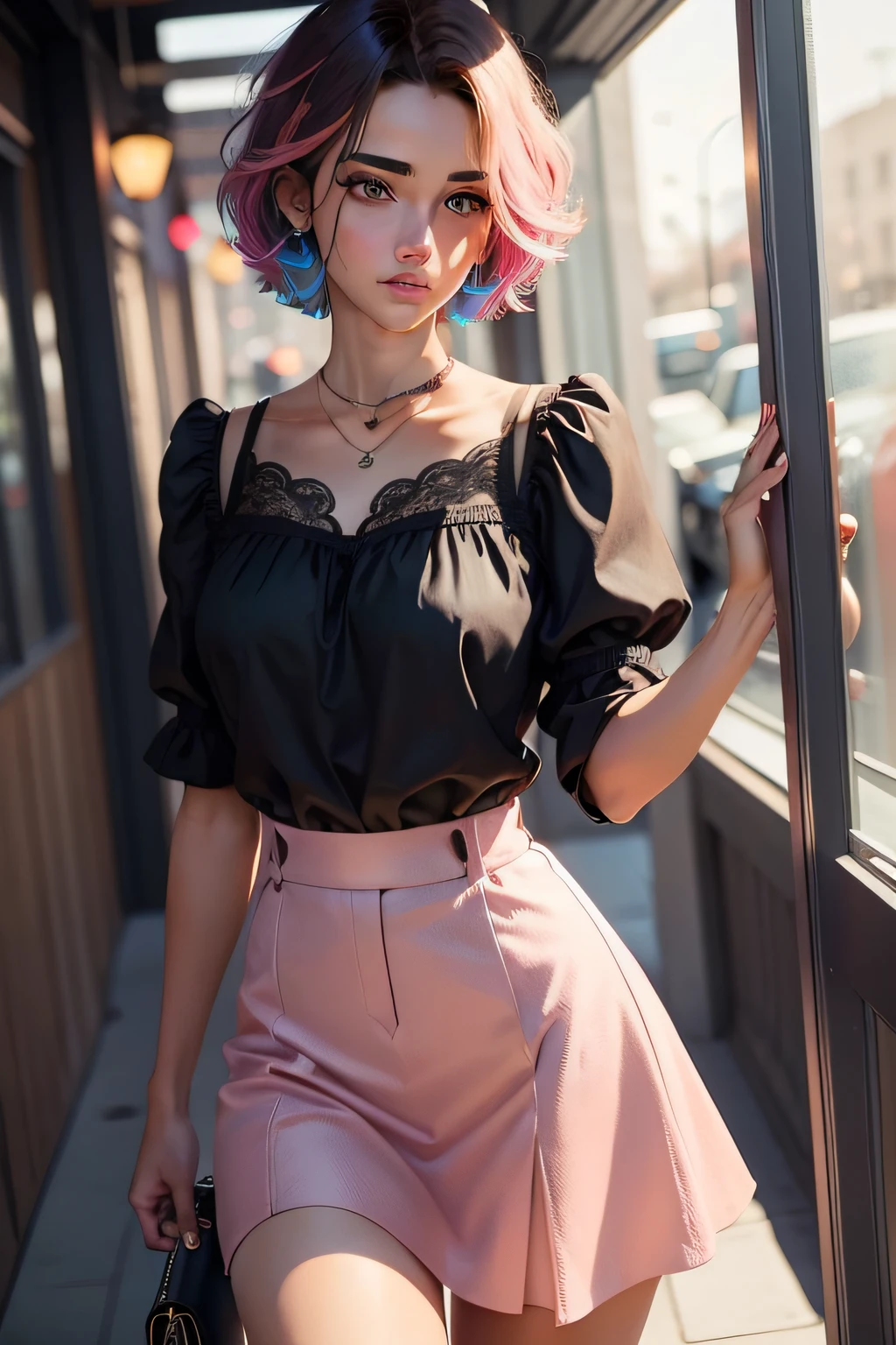 Beautuful Women,short detailed hair,Colorful clothes