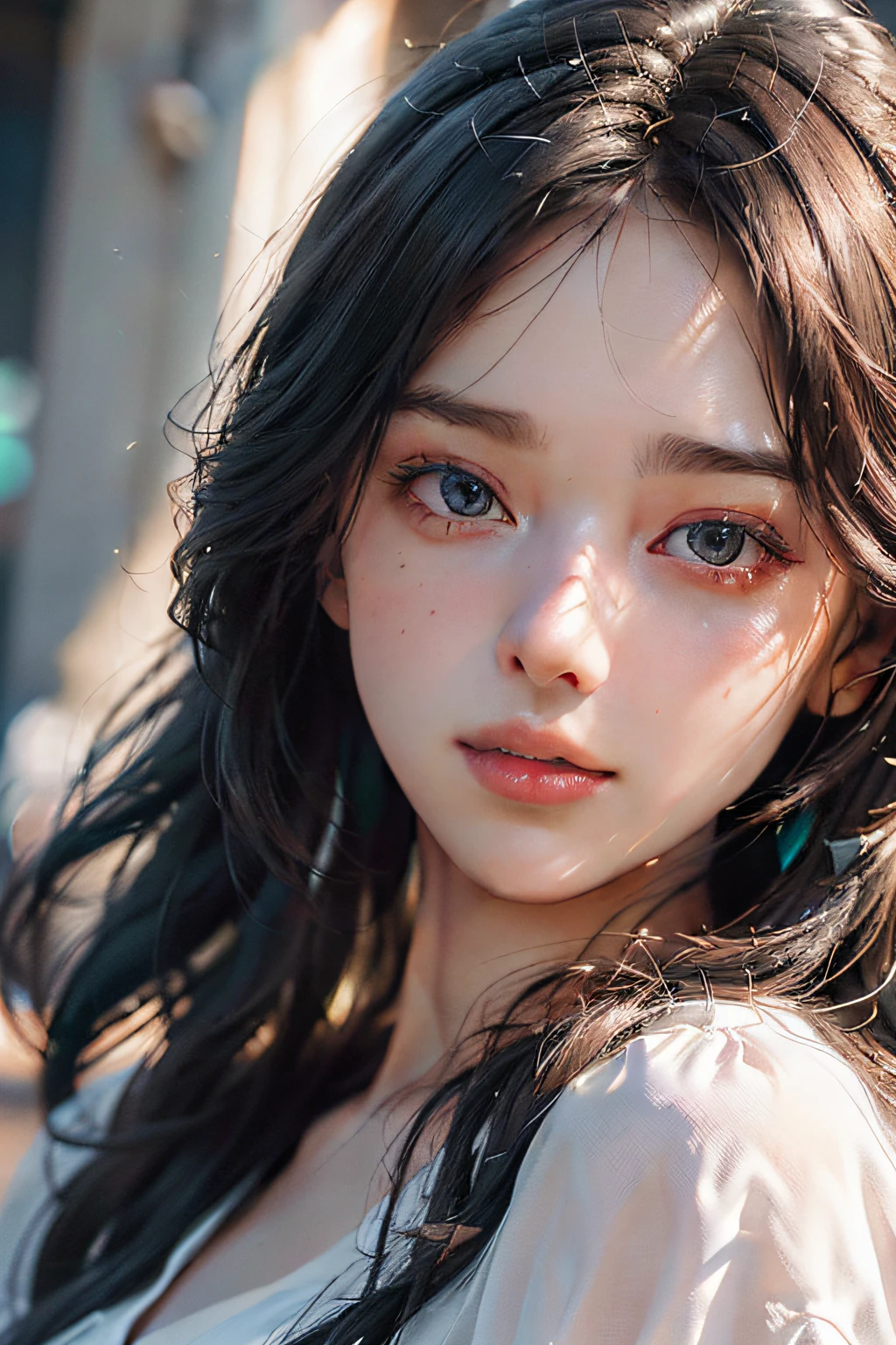 (Realistic, photo-Realistic:1.37),(8K, RAW Photos, Highest quality, masterpiece:1.2), cute,4K、masterpiece、((Focus on the face))、((Symmetrical facial features))、Eyes with detailed description、Beautiful woman、Excellent style、(thin)、Facial detailing,office Street