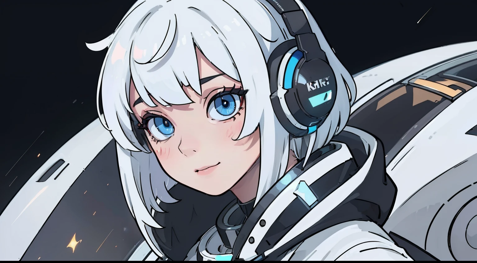 (Masterpiece, fine detailed beautiful eyes: 1.2), (On the moon, space, looking back into earth), White hair, Black tank top, voluminetric lighting, White jacket, glowing headphones, Cyberpunk, Futuristic, multi colored eyes, Detailed eyes, ultra - detailed,Light smile, Highly detailed, Beautiful, small detailed, Ultra detailed, Best quality, Intricate, hyper photorealism, Sharp, Digital illustration, Detailed, Realism, Intricate, 4K, 8K, trending on artstationh, Good anatomy, Beautiful lighting, Award-winning, Photorealistic, Realistic shadows, Realistic lighting, Beautiful lighting, Ray traching, Intricate details, Moody, Rule of thirds, Masterpiece, (illustration:1.1), A high resolution, (Extremely detailed CG, Unity, 8K wallpaper:1.1), Beautiful face, Highly detailed face, Ultra photo realsisim, Masterpiece, Bokeh, Extremely detailed, Intricate, zoomout, Colorful, Vibrant colors, Red nail polish, Side view,