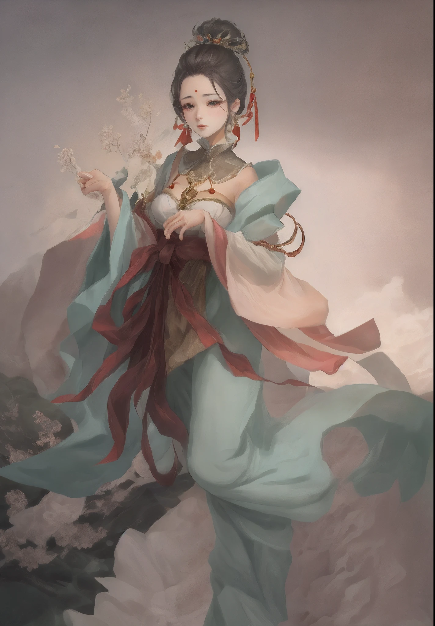 A girl, ancient Chinese costume, whole body, sunshine, clear face, clean white background, masterpiece, super detail, epic composition, ultra HD, high quality, extremely detailed, official art, uniform 8k wallpaper, super detail, 32k