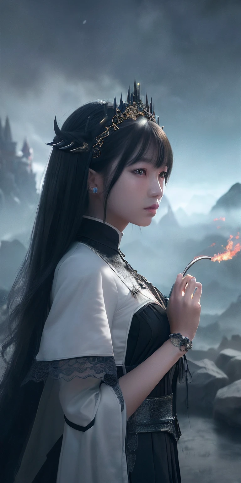 ((masterpiece)) top-quality、hightquality、((Super elaborate CG Unity 8K wallpapers)、(Fantasia) Places like the Black Demon World、dark color、borgar、Giant Dragon、Dragon shooting lots of fireballs、spoil the ground、Magic Movie Style、Harry Potter movie style、Viewing in the high mountains、Monolake、3D Digital Painting、awardwinning photo、Bokeh、depth of fields、HDR、Bloom、chromatic abberation、Photorealsitic、Very detailed、trending on artstationh、Trending in CGSighbour、Convoluted、High Details、Dramatic、Art by Midjourney、One Woman Sensational、barechested